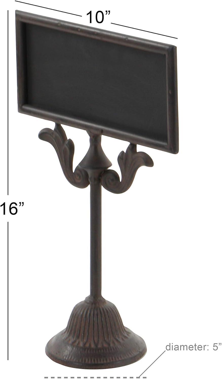 Olivia & May Sign of the Times Rustic Iron Chalkboard and Stand 16": Pedestal Writing Display for Events