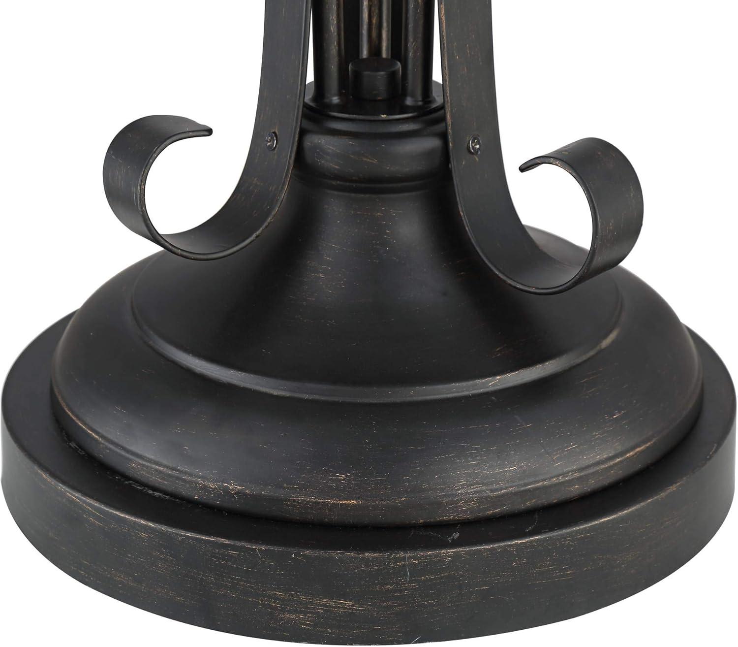 Powder Coated Black 64" Transitional Multi-Head Torchiere with Amber Glass Shades