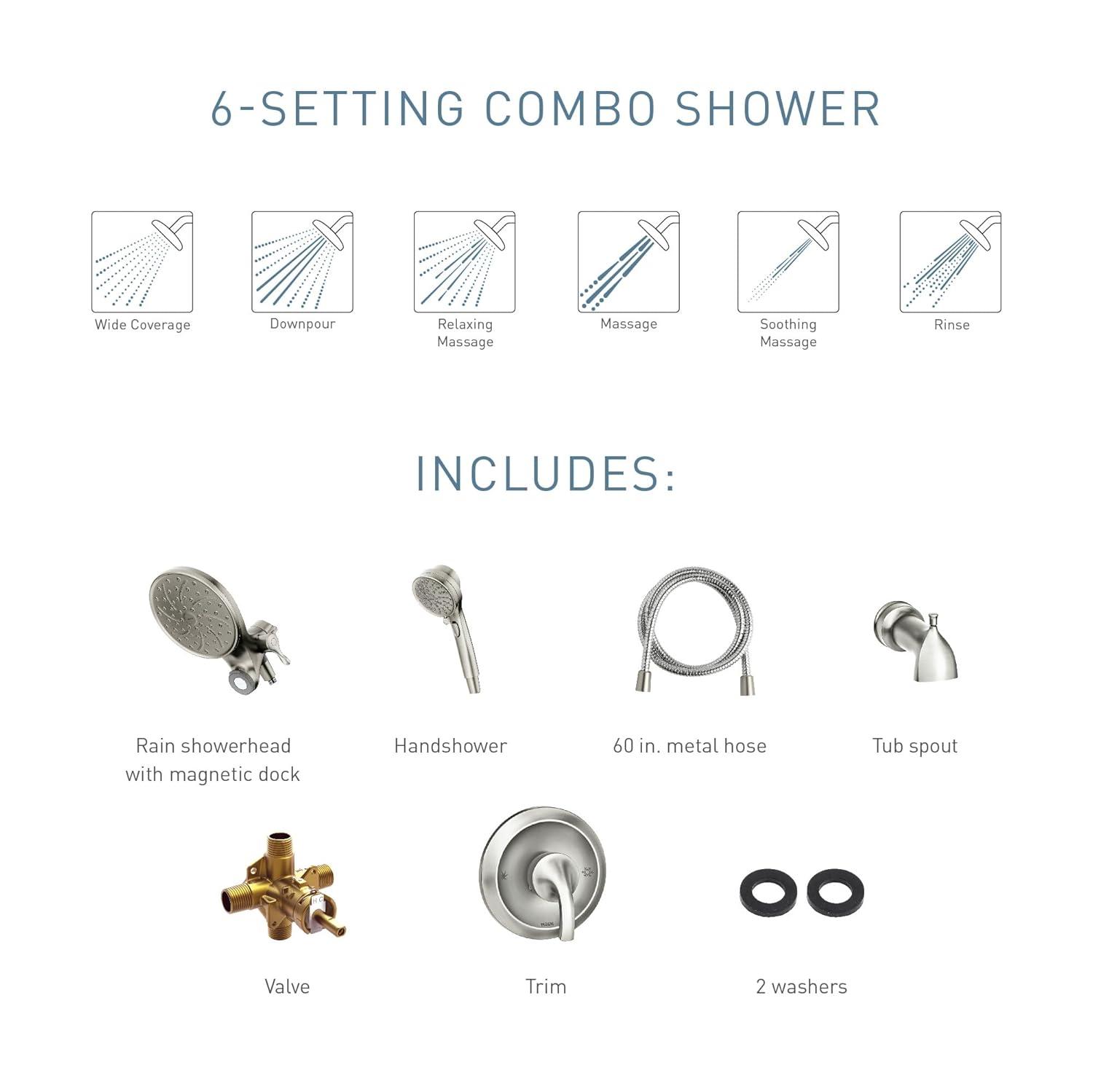 Moen Engage Tub and Shower Faucet with Magnetix Dual Shower Heads, Valve Included