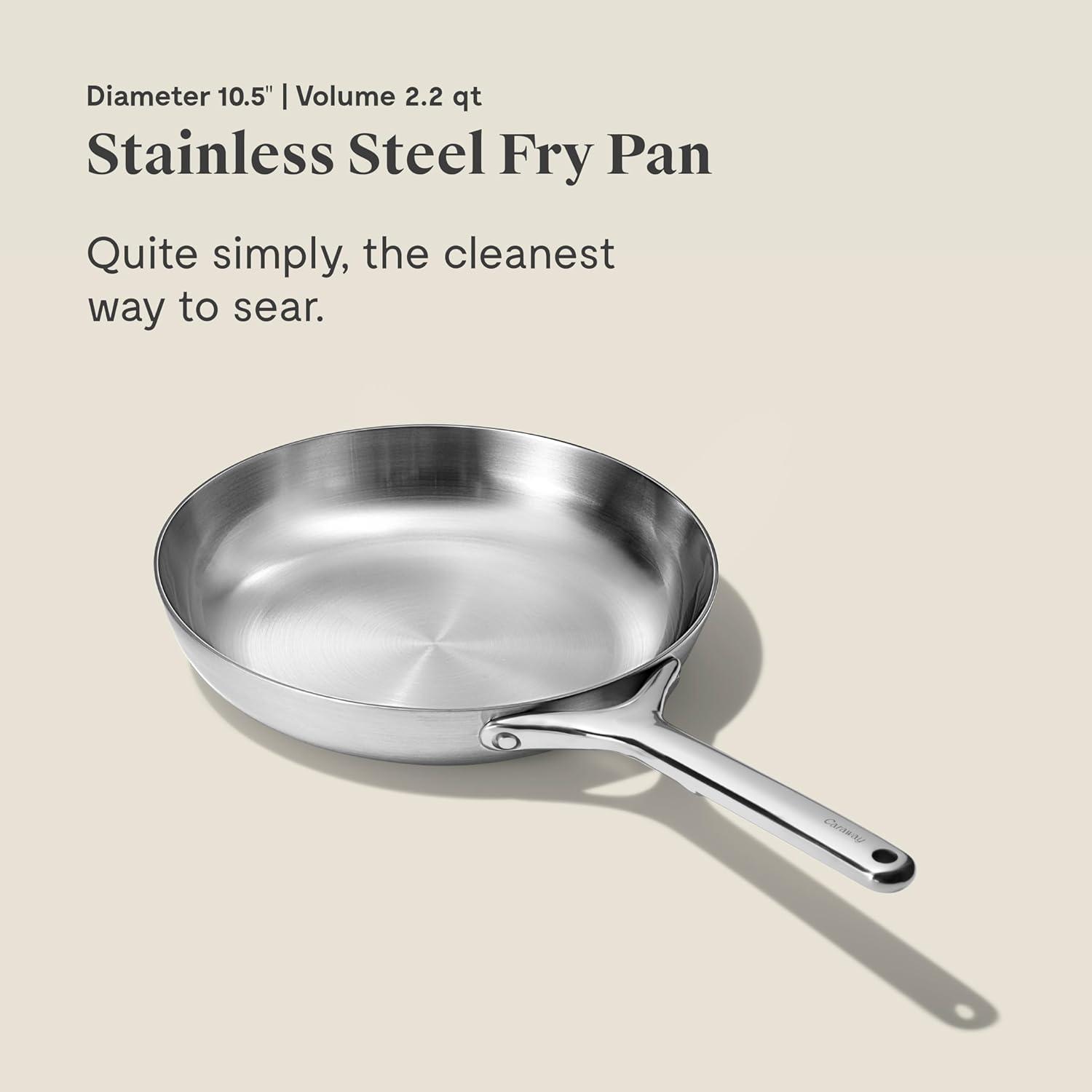 10.5" Stainless Steel Non-Stick Fry Pan with Ceramic Coating