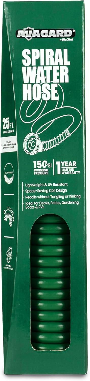 Avagard 50-Foot Green Spiral Water Hose with Brass Connectors