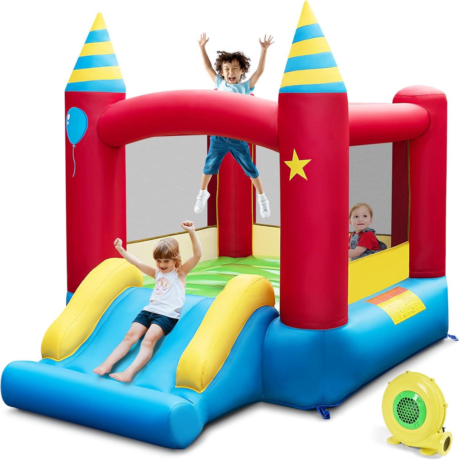 Costway Inflatable Bounce Castle Kids Jumping Bouncer Indoor Outdoor with 480W Blower