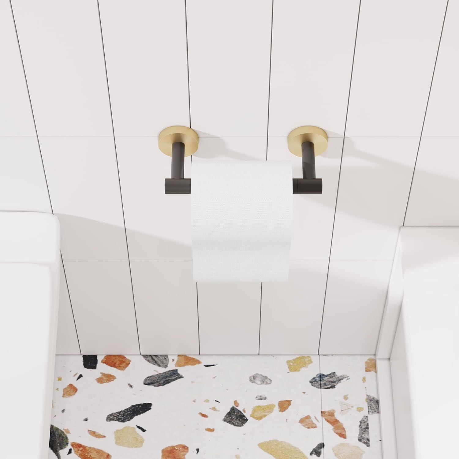 LANFENG Matte Black Double Post Pivoting Wall Mounted Stainless Steel Toilet Paper Holder for Bathroom RV  by RARXTR