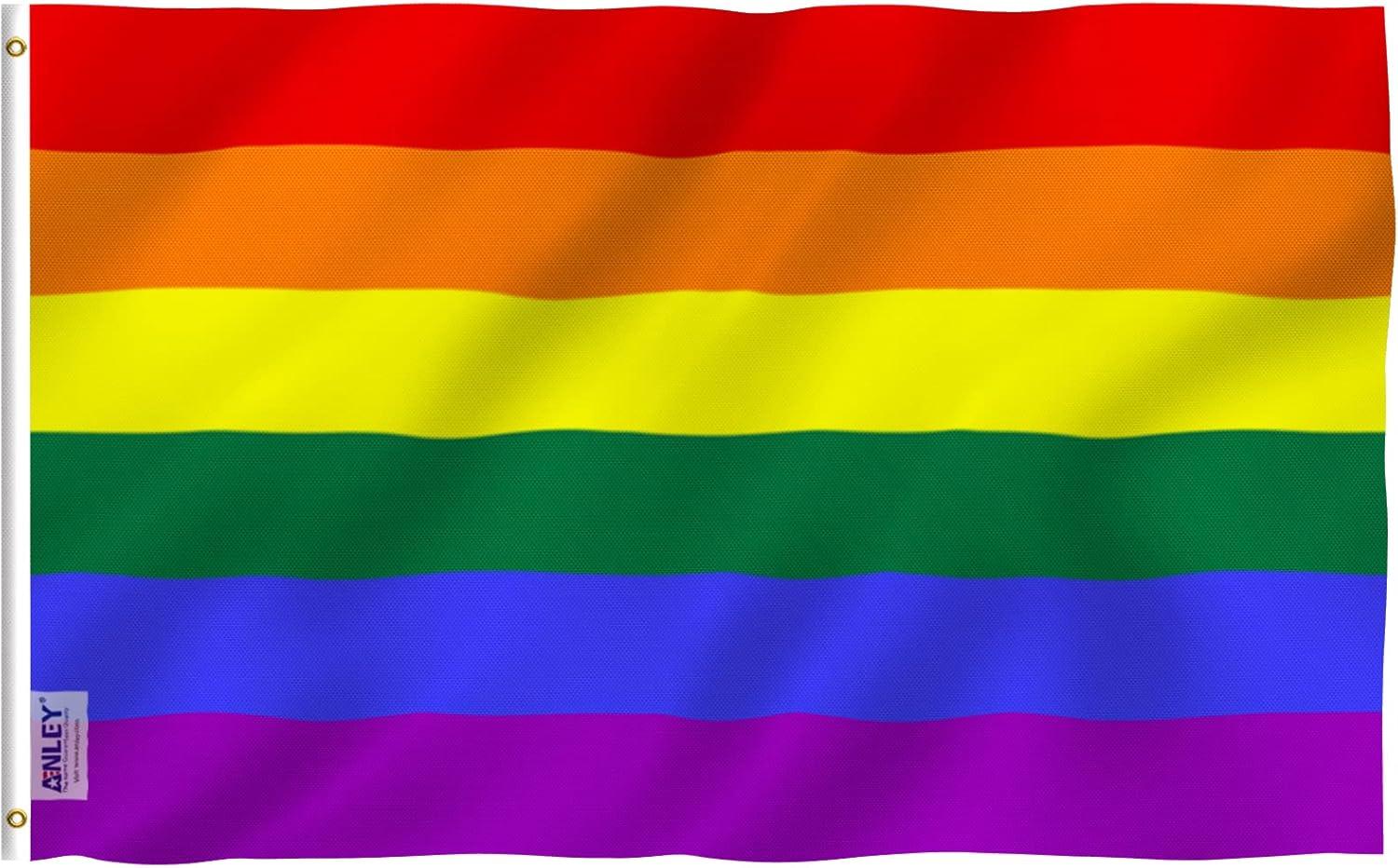 Anley Fly Breeze 4x6 Foot Rainbow Flag 6 Stripes LGBT Pride Banner Flags Polyester with Brass Grommets