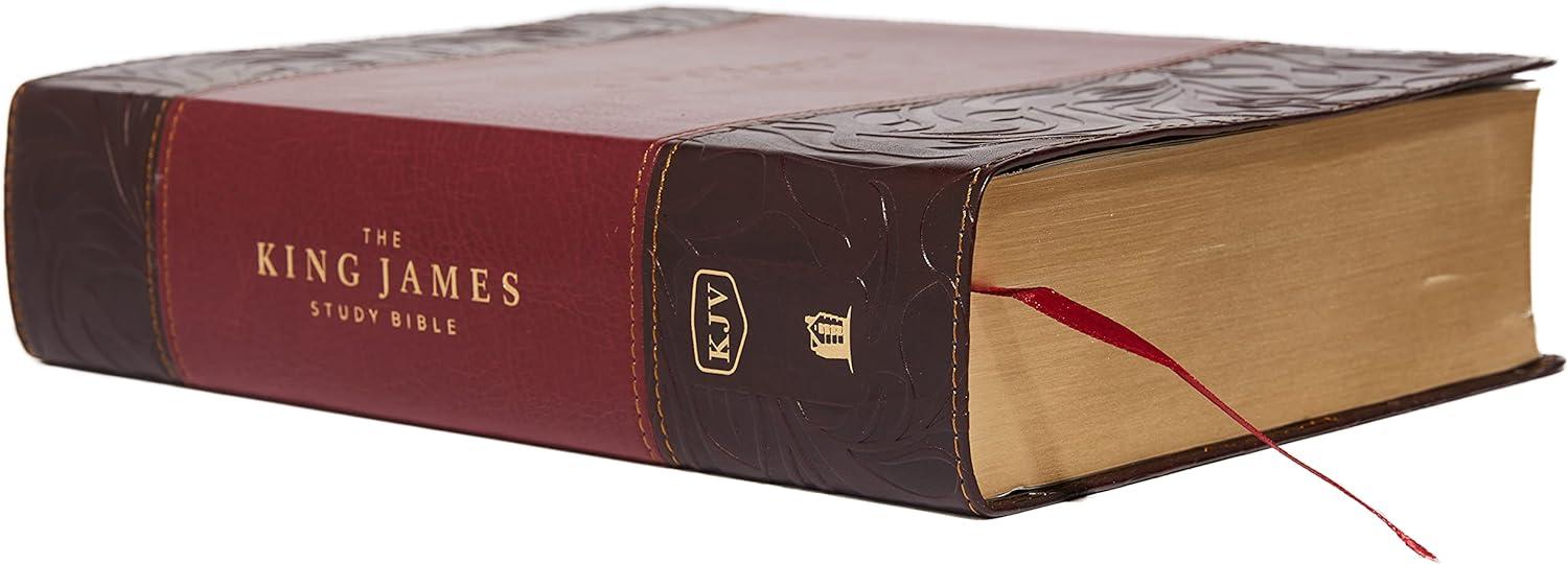 The King James Study Bible, Imitation Leather, Burgundy, Full-Color Edition - Large Print by  Thomas Nelson (Leather Bound)