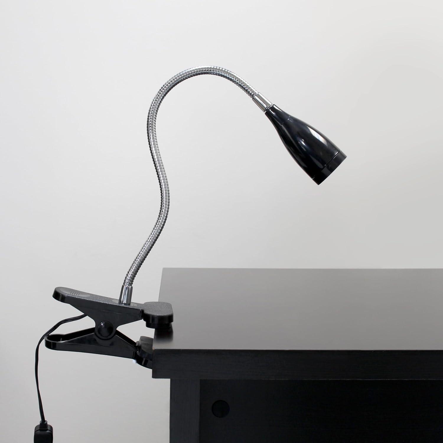 Simple Designs LD2005-BLK Flexible Gooseneck LED Clip Light Desk Lamp, Black
