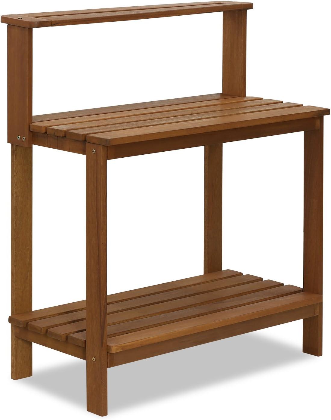 Natural Teak Wood Modern Potting Bench for Garden Enthusiasts