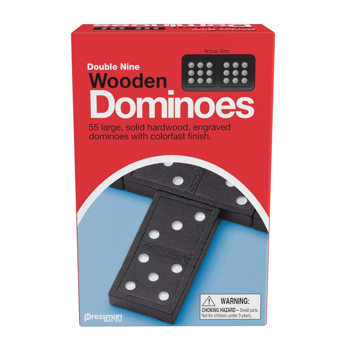 Double Nine Multicolored Wooden Dominoes Set for Kids