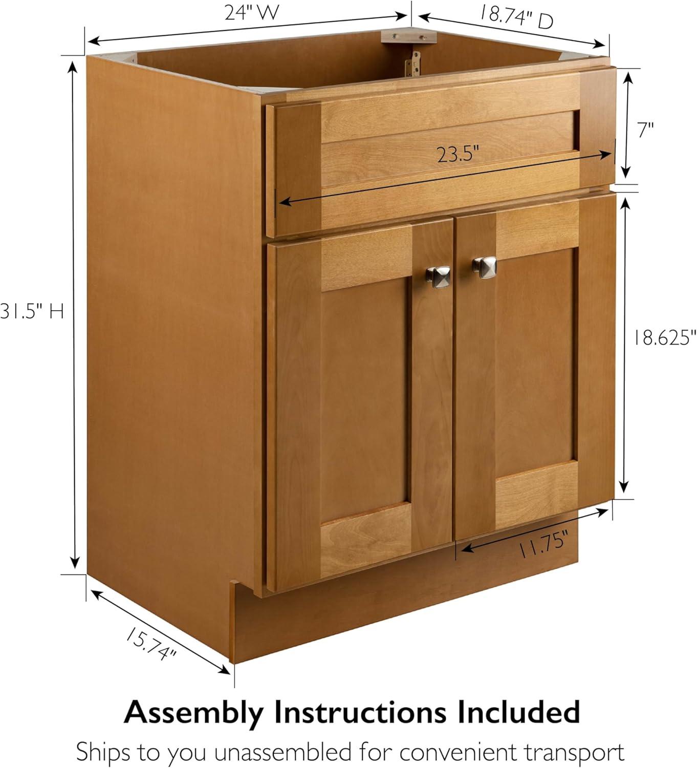Design House Brookings 24 Inch Bathroom Vanity, Ready to Assemble, Solid Wood, Sherwin Williams – Design House, 587063
