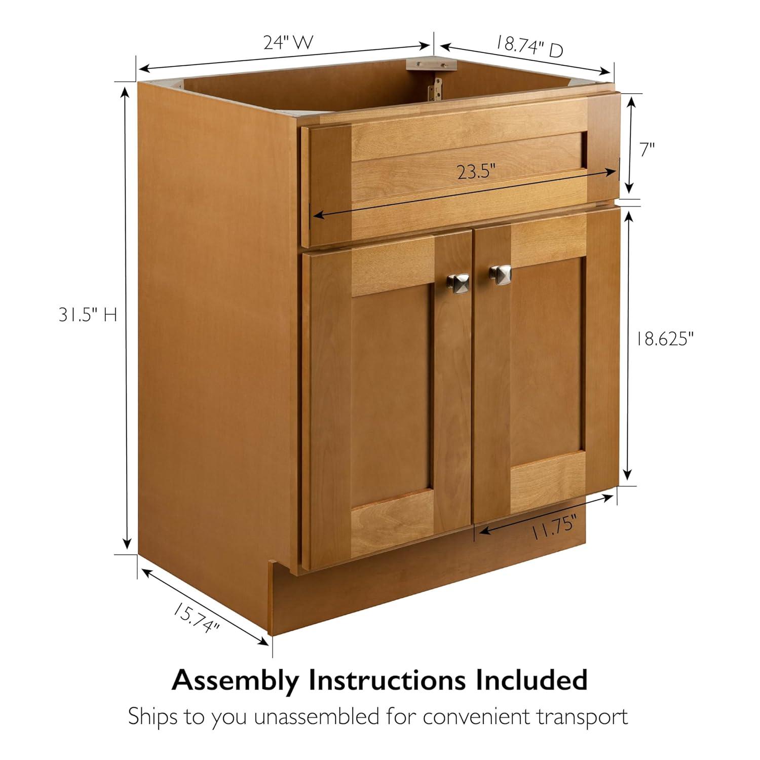 Design House Brookings 24 Inch Bathroom Vanity, Ready to Assemble, Solid Wood, Sherwin Williams – Design House, 587063