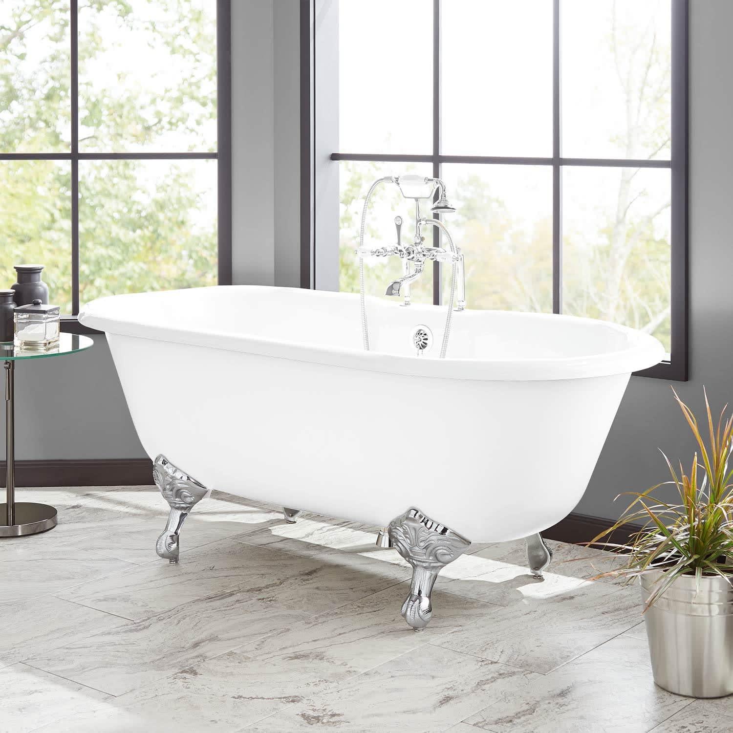 Sanford 60" White Cast Iron Clawfoot Soaking Tub