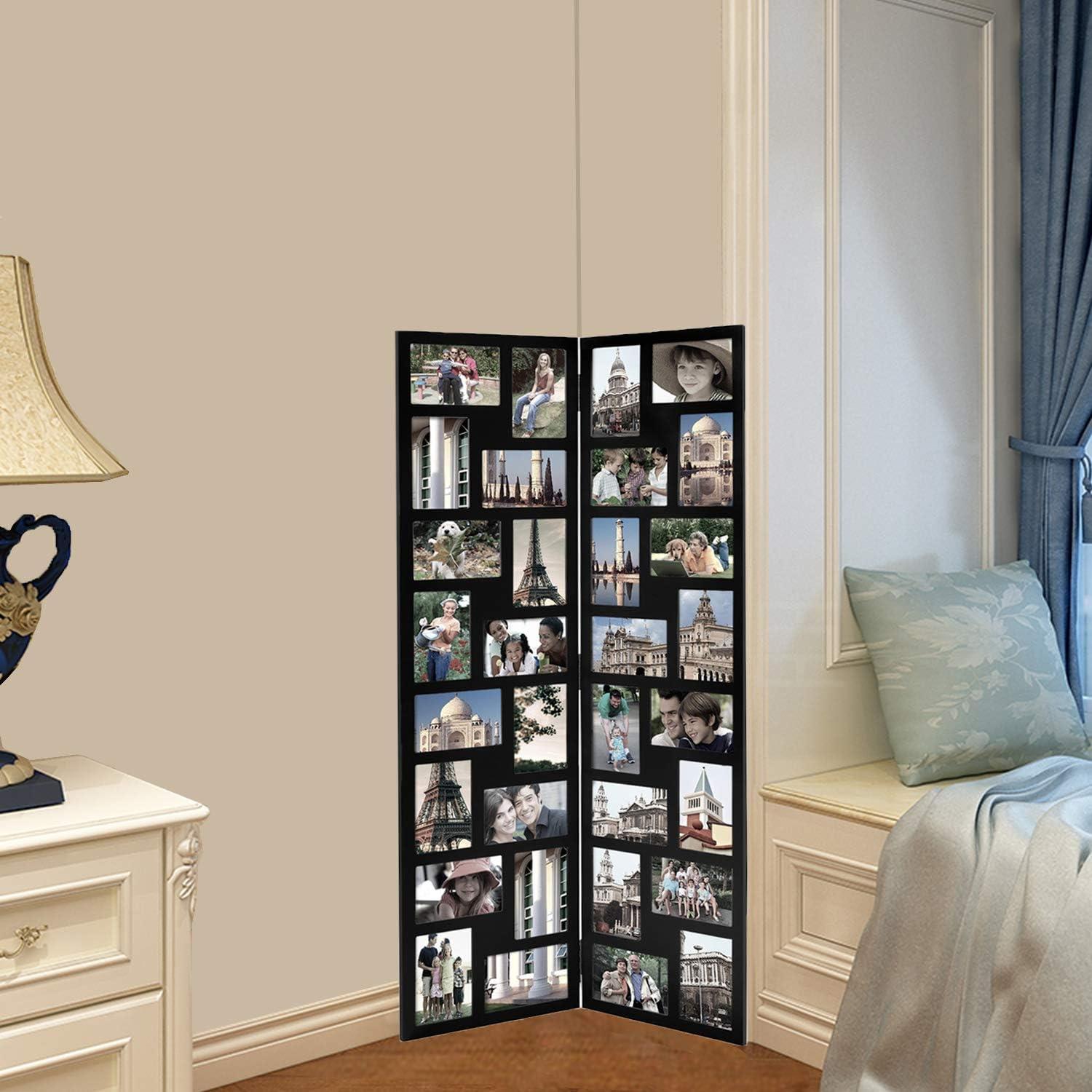 Black Wood Hinged Folding Screen Collage Picture Frame