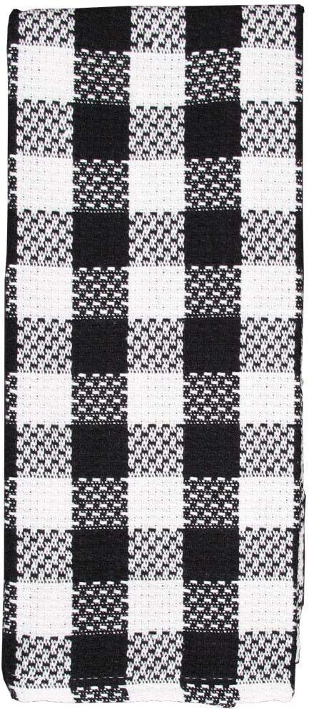 Black Buffalo Check Kitchen Towels And Dishcloths Set White and Black Plaid 100% Cotton 8 Piece