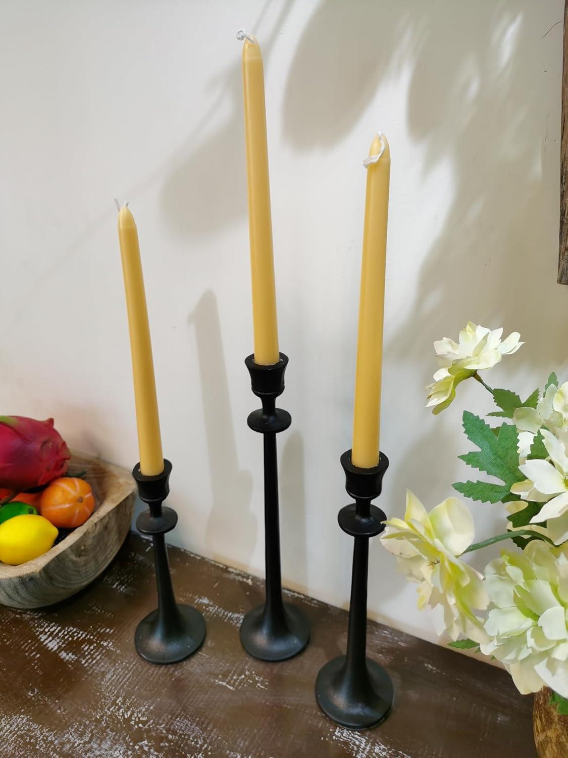 Black Iron Taper Candle Holder - Set of 3 Decorative Candle Stand - Candlestick Holder for Wedding, Dinning, Party