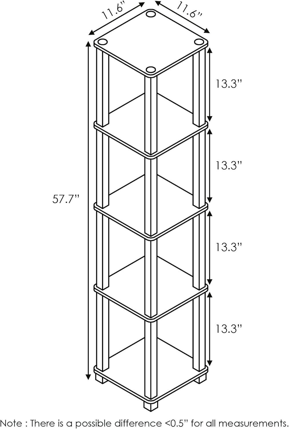 Furinno Turn-S-Tube Wood 5-Tier Corner Rack Display Shelf in Walnut/Brown