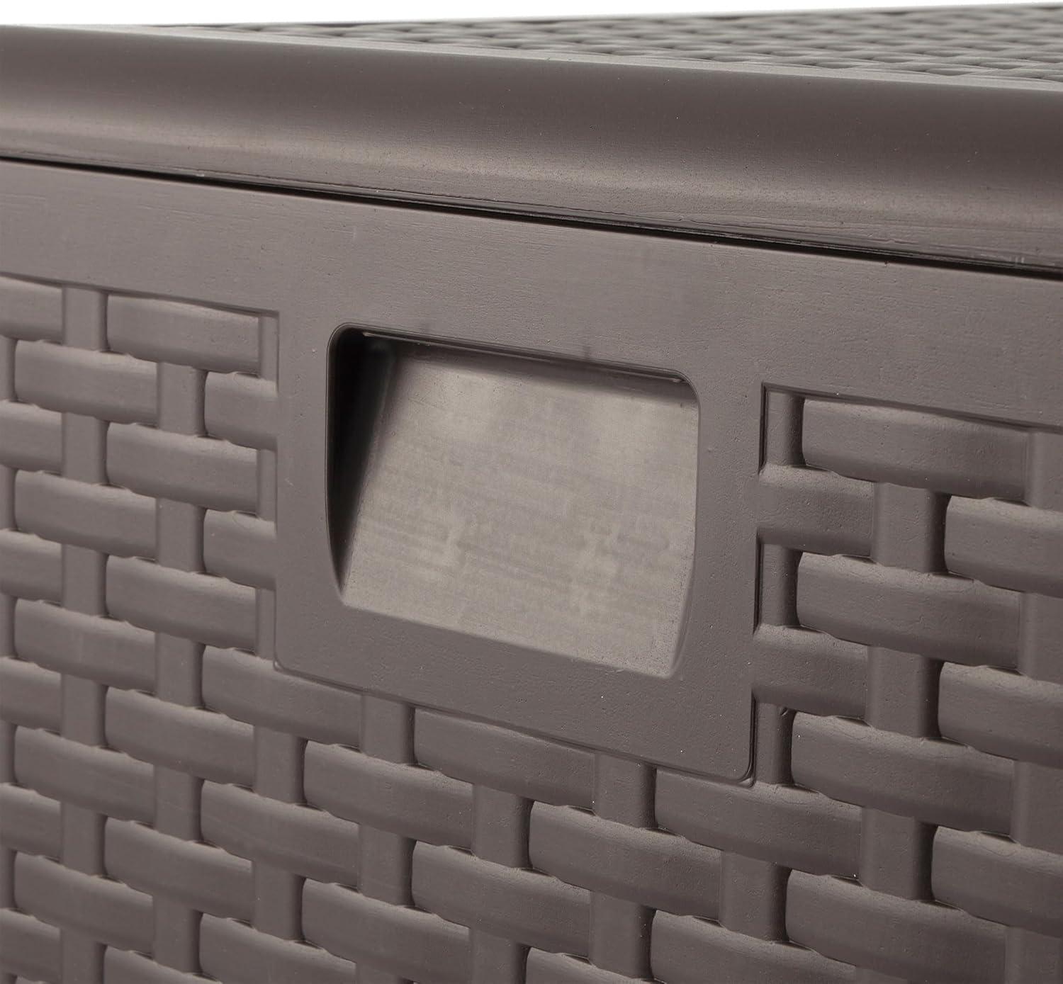 Plastic Development Group 28-Gallon Weather-Resistant Plastic Resin Outdoor Storage Patio Deck Box with Slide and Snap Assembly, Java Brown
