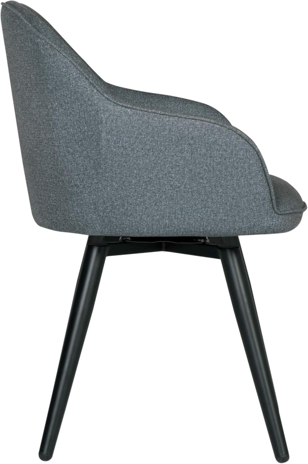 Charcoal Gray Metal Swivel Armchair with Upholstered Seat