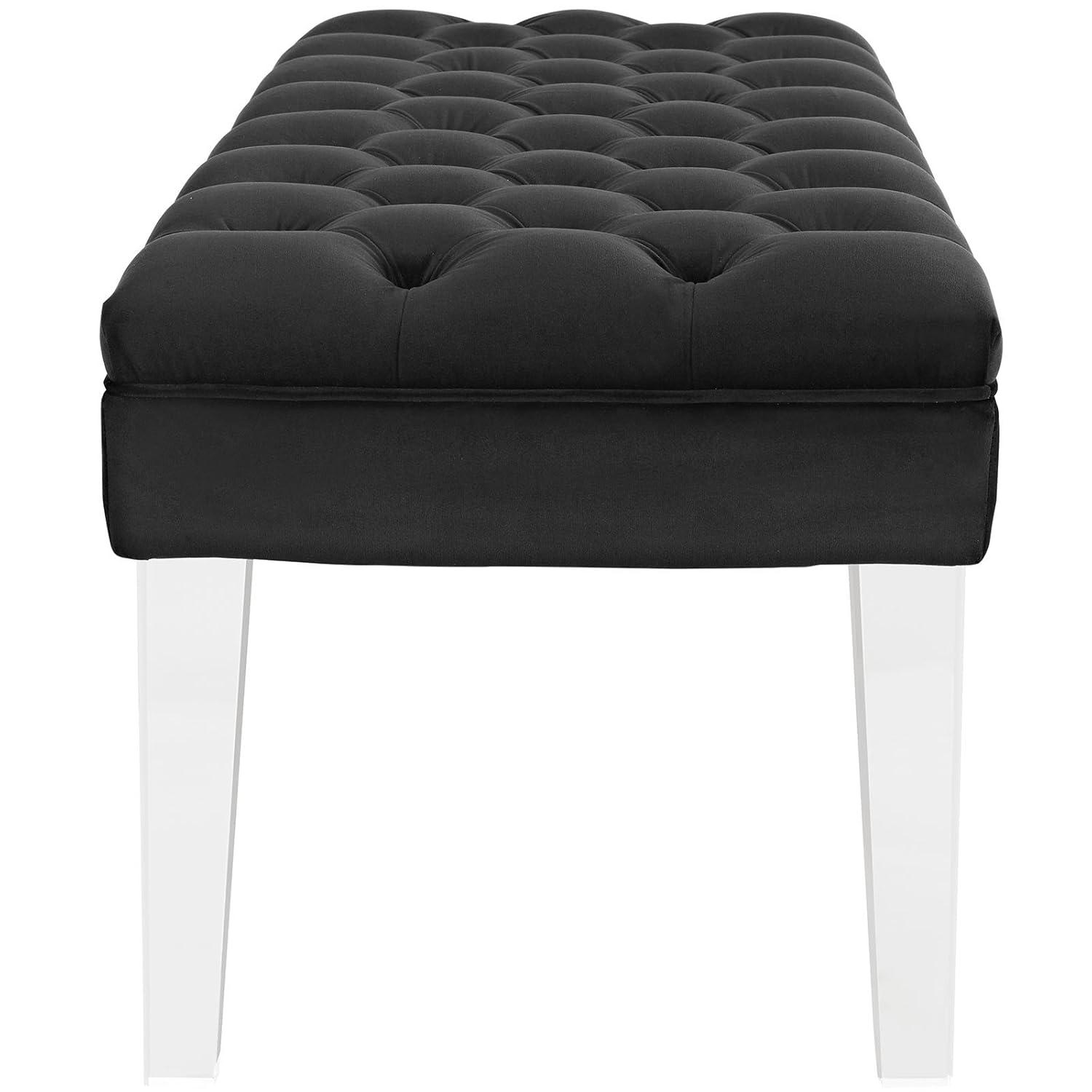 Modway Valet Modern Style Performance Velvet and Acrylic Bench in Ivory