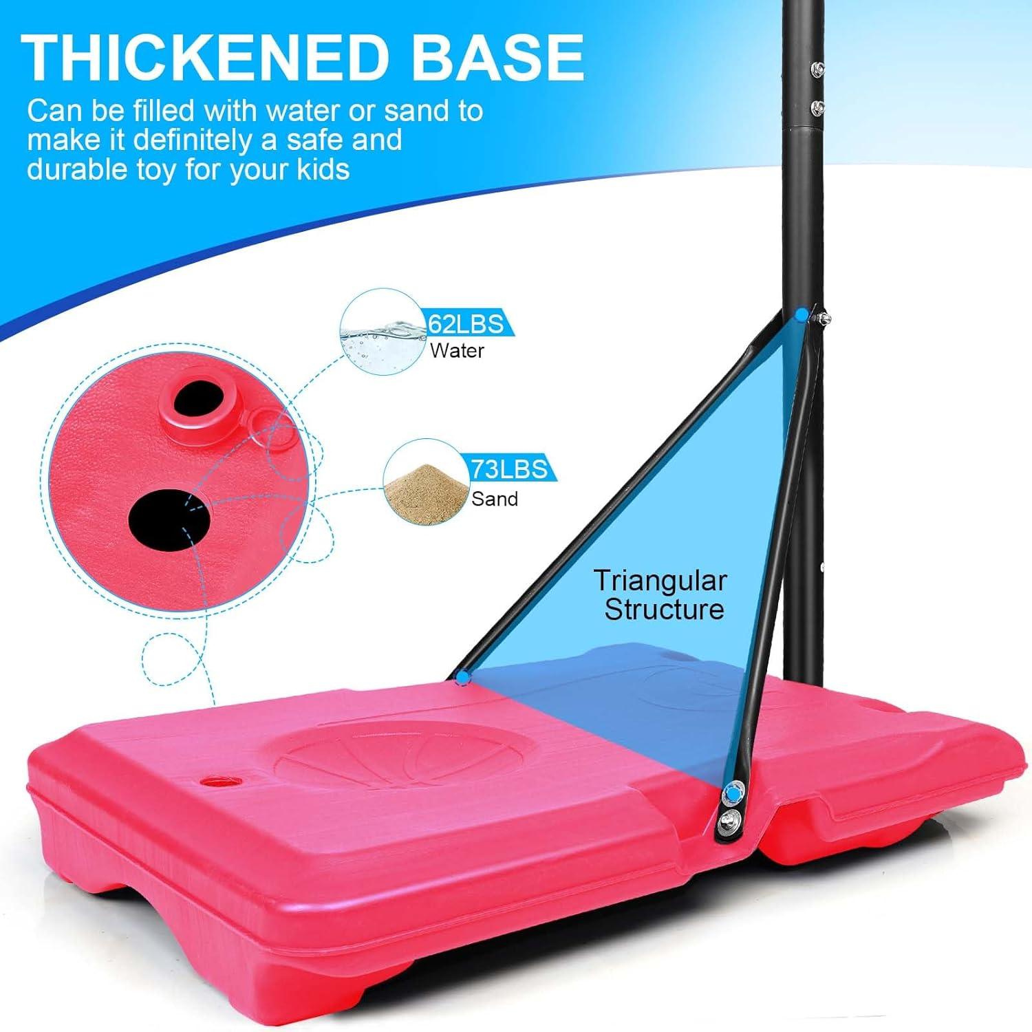 Pink Adjustable Portable Basketball Hoop with Polycarbonate Backboard