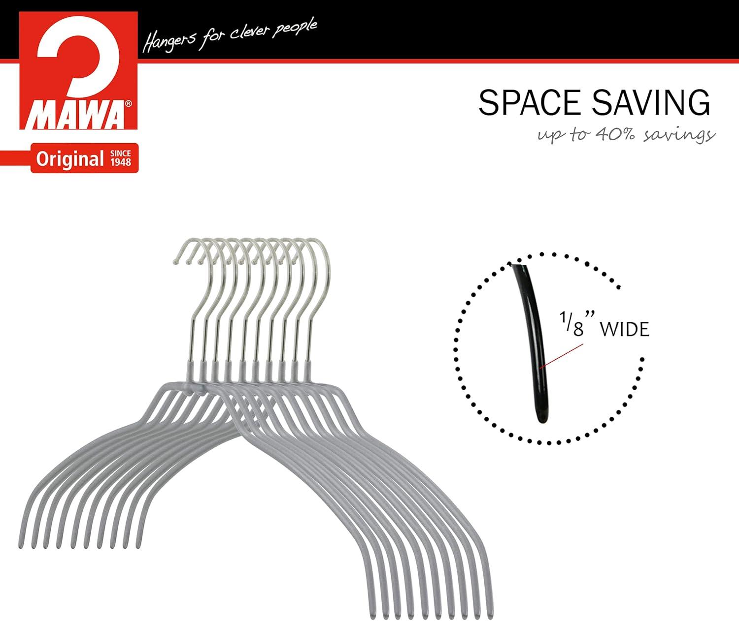 Mawa Metal Non-Slip Standard Hanger for Dress/Shirt/Sweater (Set of 20)