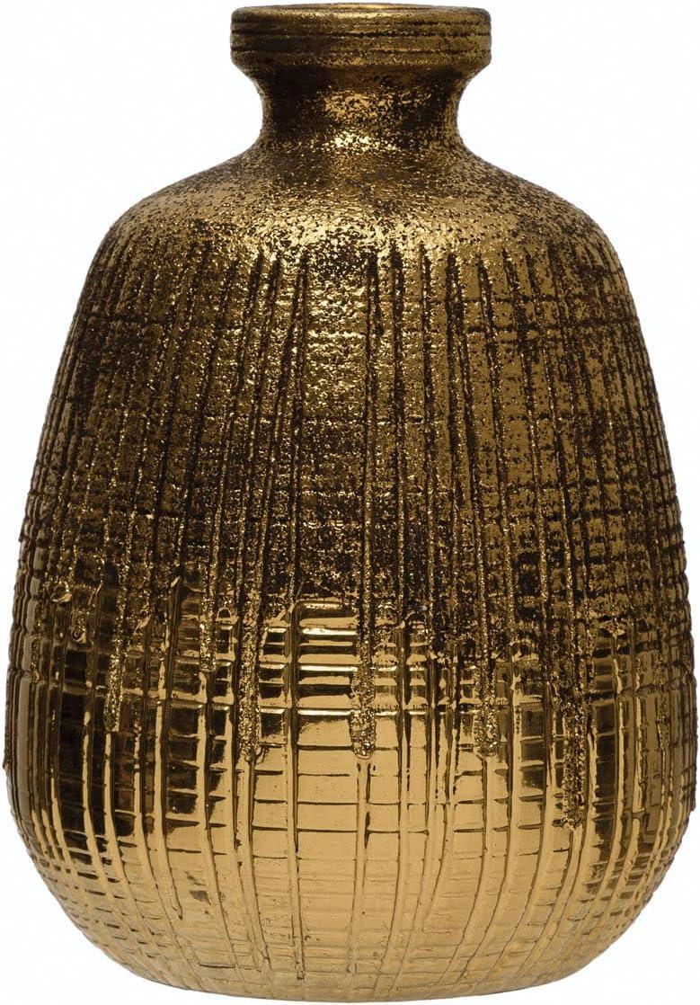 Sophisticated Gold Finish Textured Terra-Cotta Table Vase