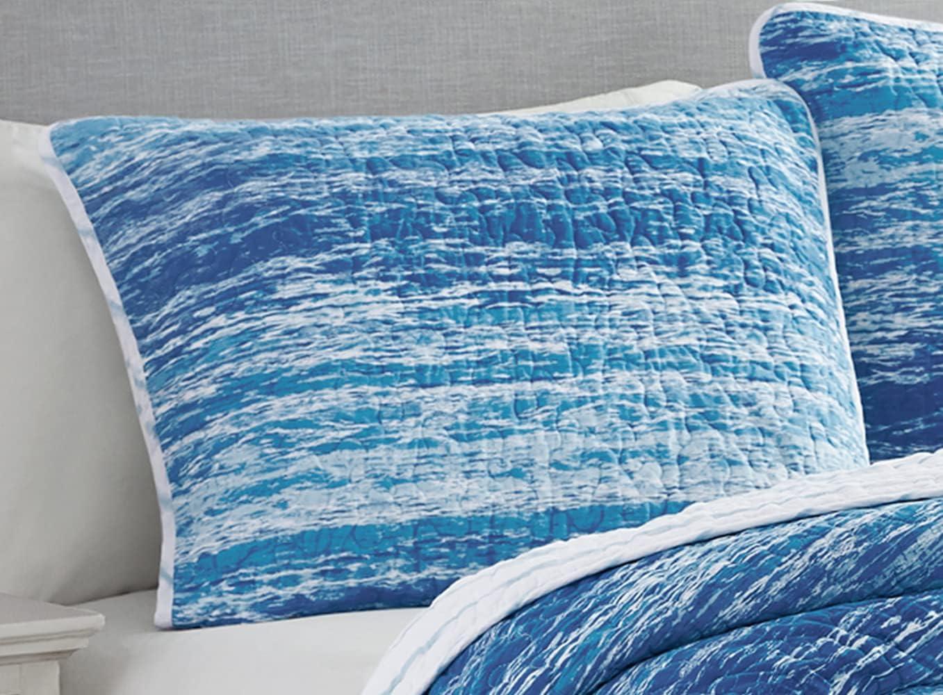 DESIGN STUDIO Ocean Stripe Blue All-Season Reversible Cotton Quilt Set
