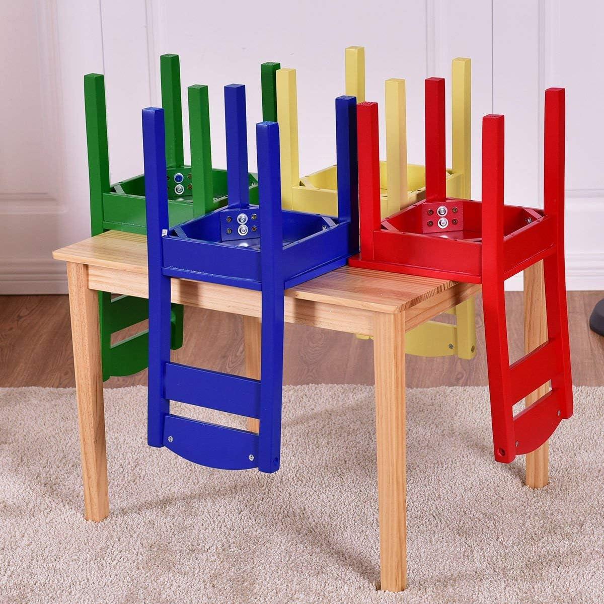 Kids Table and Chair Set, 5 Piece Wood Activity Table & Chairs for Children Arts Crafts, Homework, Snack Time, Preschool Furniture, Gift for Boys Girls, Toddler Table and Chair Set, Multicolor