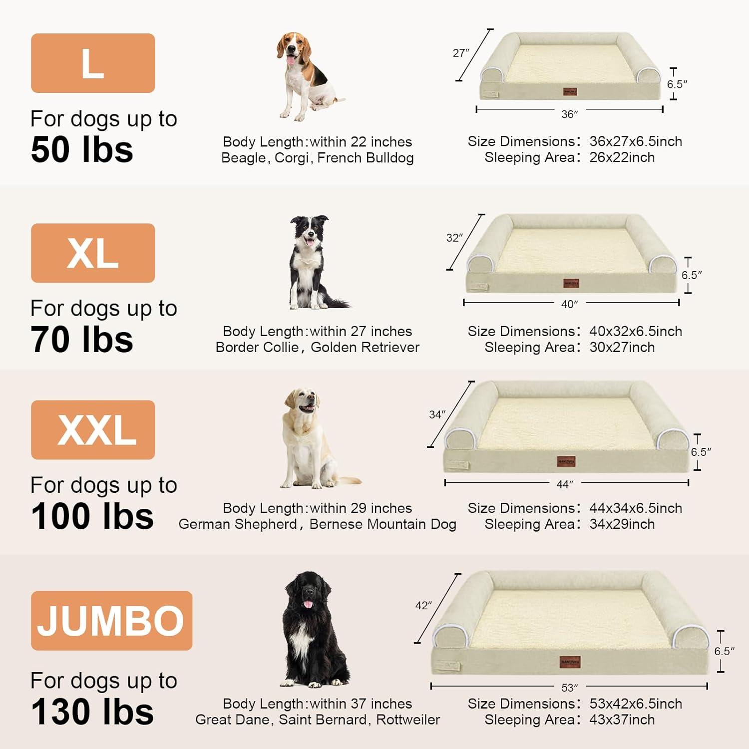 Beige Orthopedic Foam Bolster Dog Bed with Removable Cover