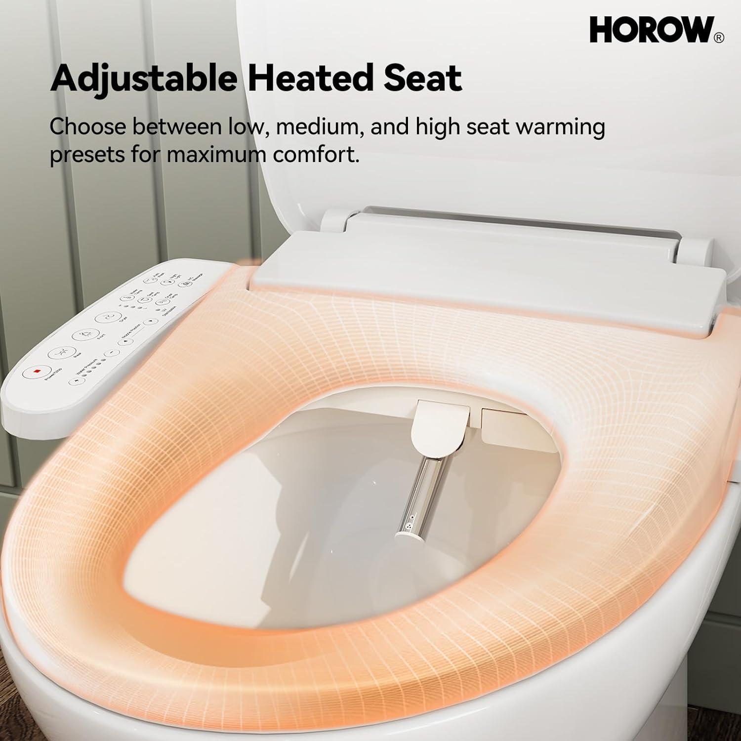 One Piece Toilet with Non-Electric Bidet Toilet Seat, Elongated ADA Chair Height Toilets with Adjustable Nozzles Seat, Powerful Dual Flush & Soft Closing Seat Include, MAP 1000g