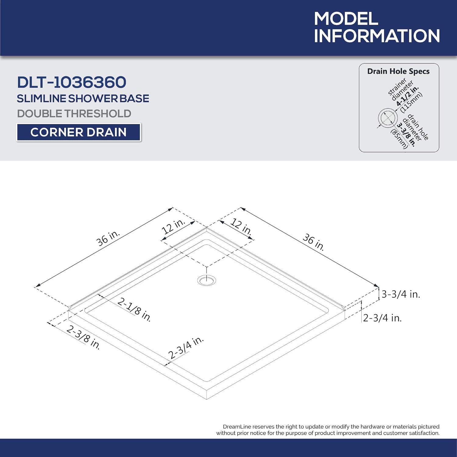 Cornerview 36" x 74.75" Framed Square Sliding Shower Enclosure with Base Included