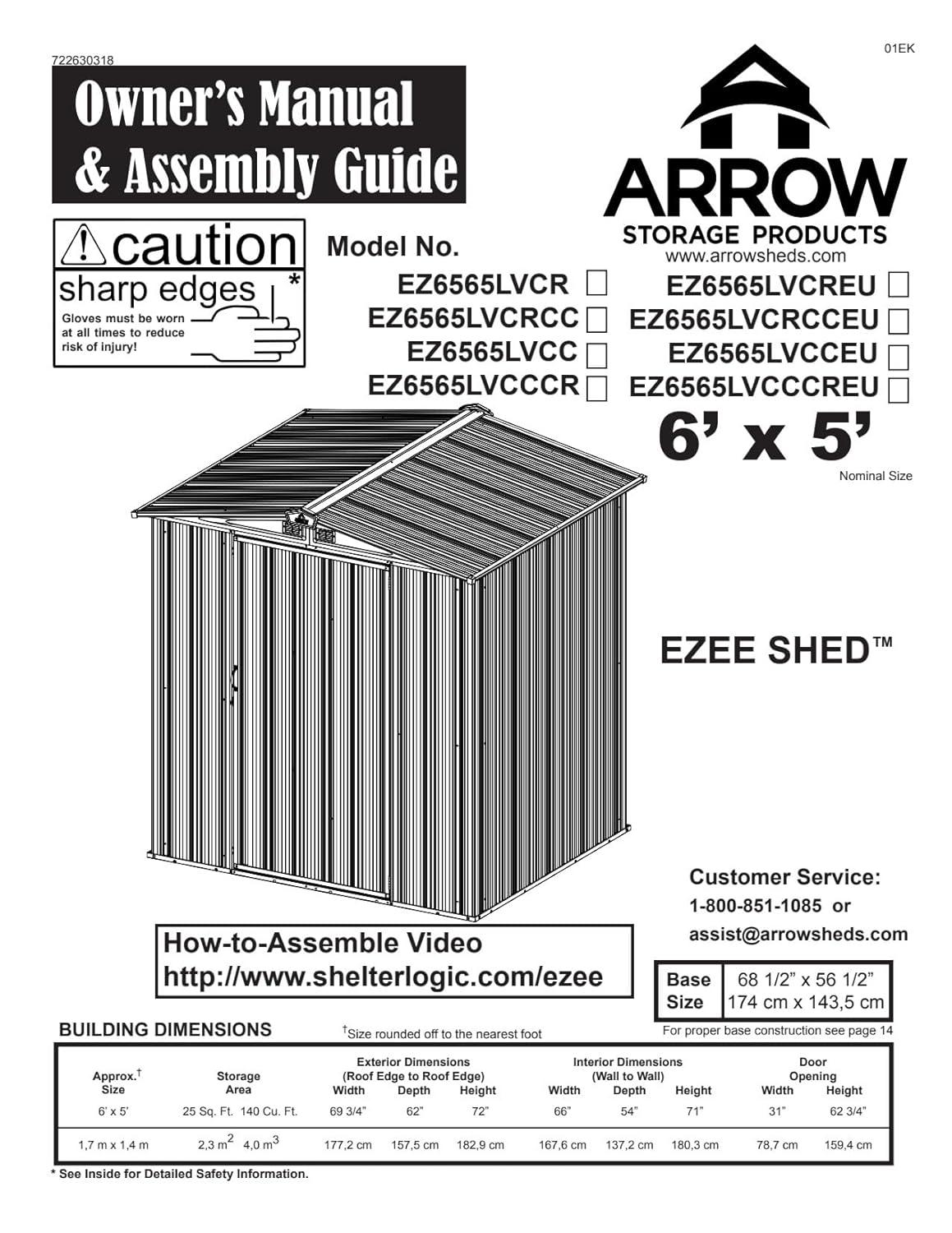Arrow EZEE Shed 6 ft. W x 5 ft. D Metal Storage Shed