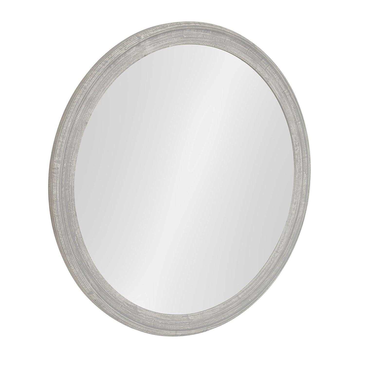 28" x 28" Mansell Circular Shaped Hanging Wood Wall Mirror Gray - Kate and Laurel
