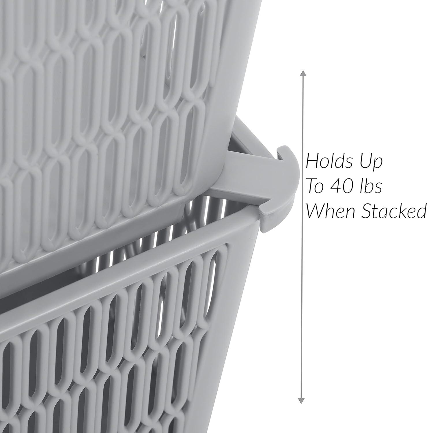 Simplify Slide 2 Stack It 2 Pack Plastic Storage Basket in Grey