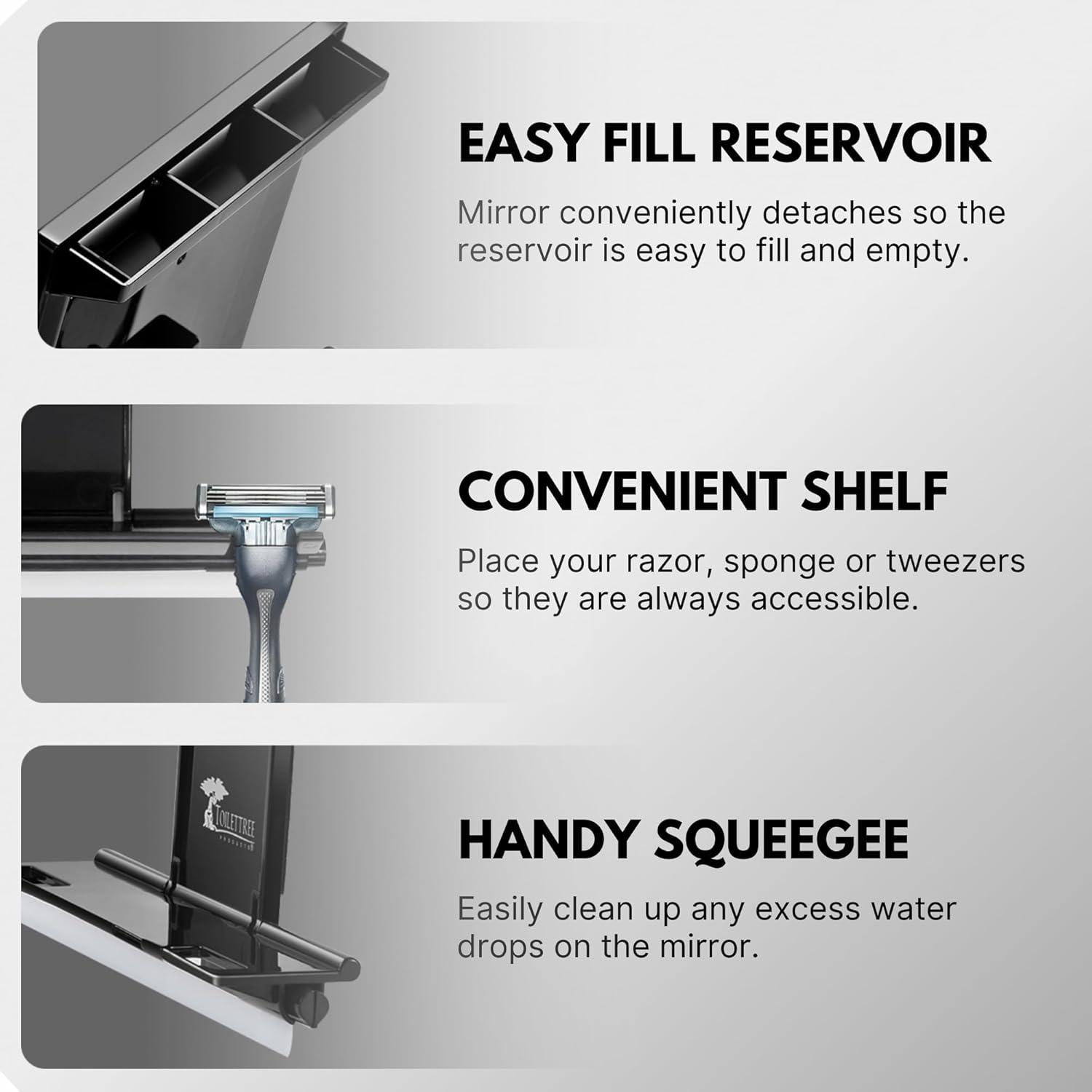 ToiletTree Products Fogless Shower Mirror with Squeegee, Adjustable Shaving Mirror