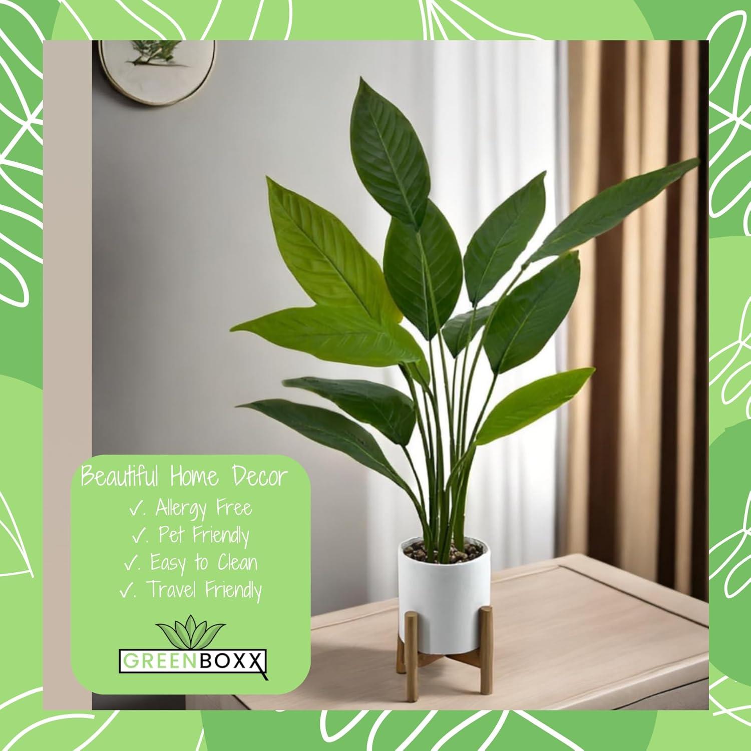 Primrue Bird Of Paradise Artificial Plant Fake Tree Fake Banana Leaf Plant Tropical Palm Trees Potted Plants, Home Indoor Modern Decor Natural Decoration, Large Realistic Leaves,(Green)