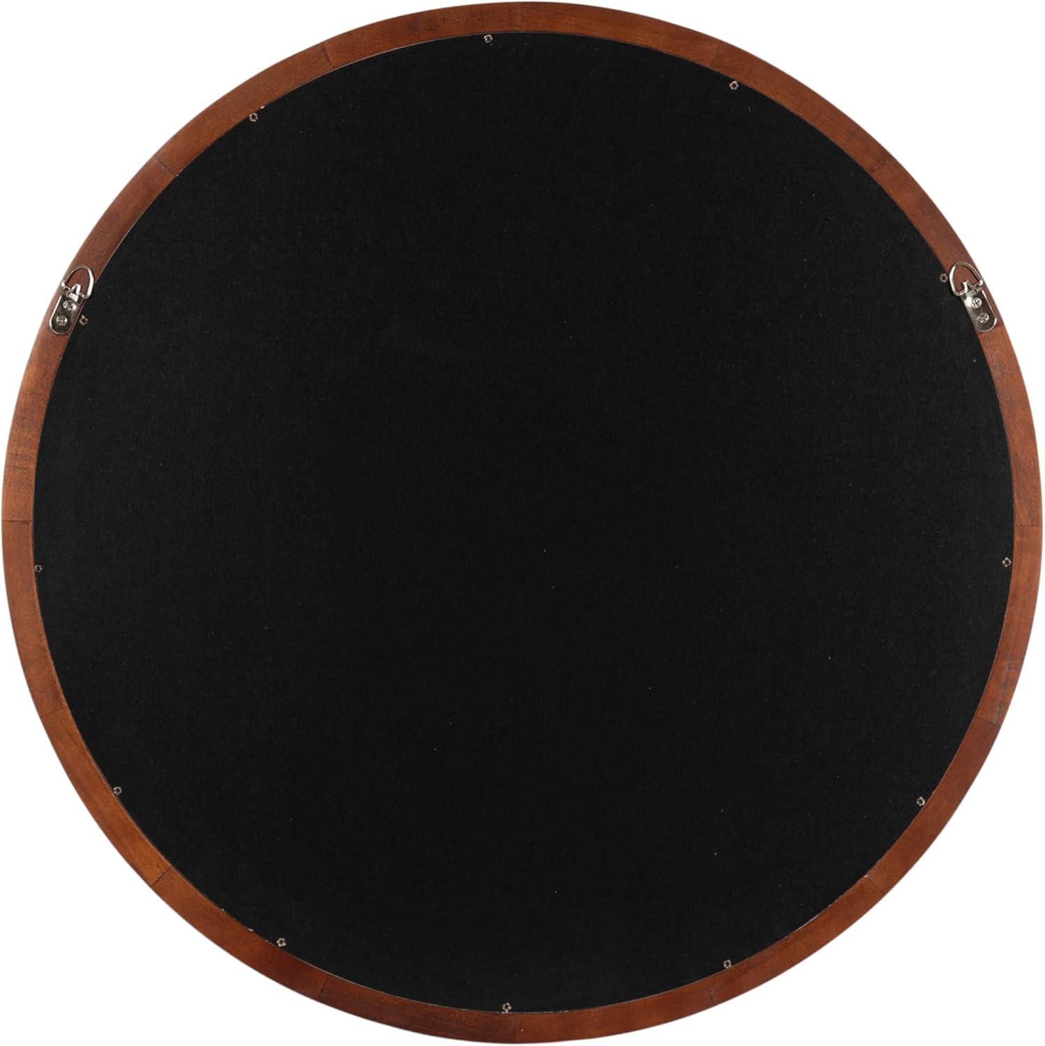 Kate and Laurel Hatherleig Round Wood Round Mirror, 30" Diameter, Rustic Brown