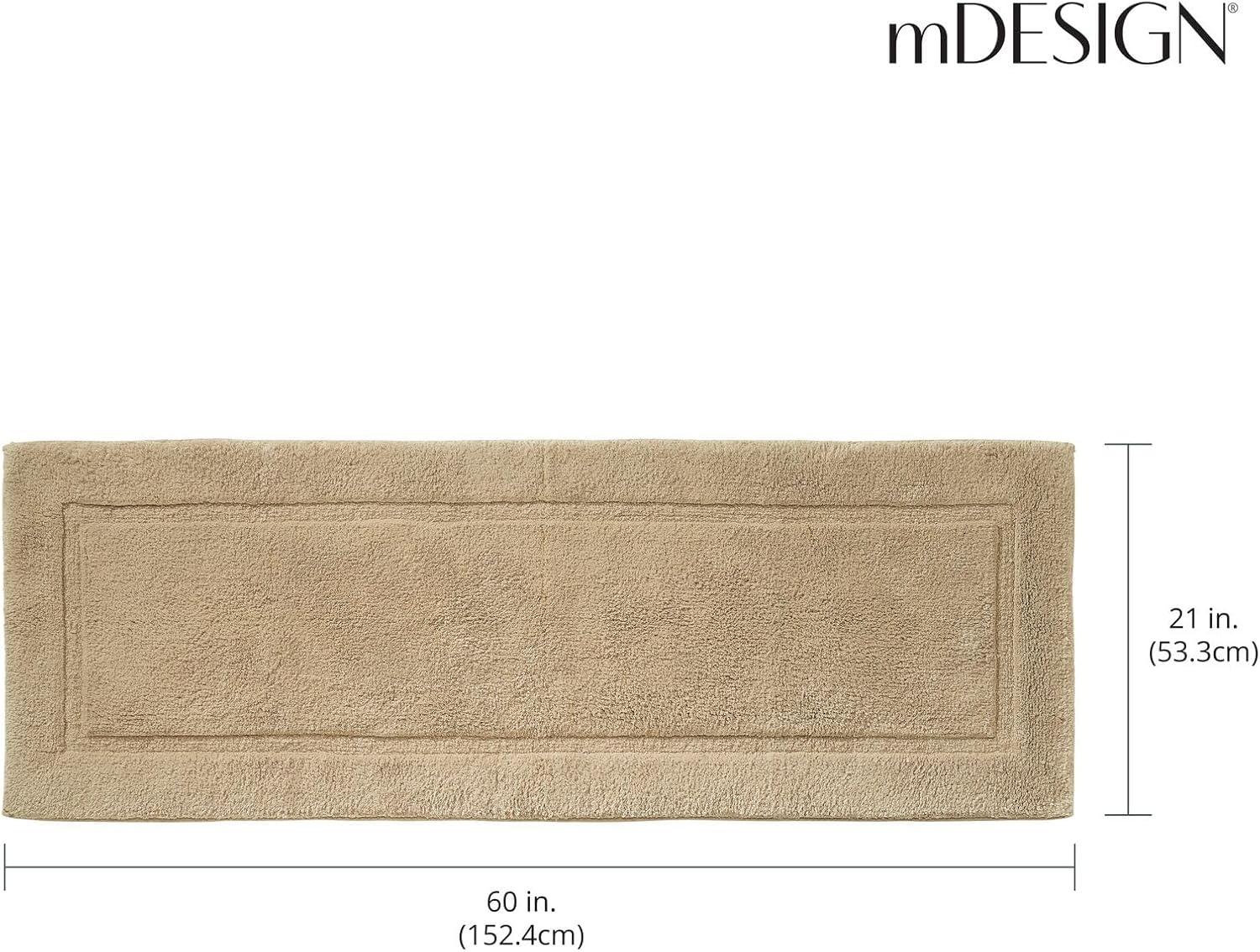 mDesign Bathroom 100% Cotton Rectangular Rug, Long Runner, 60" x 21"