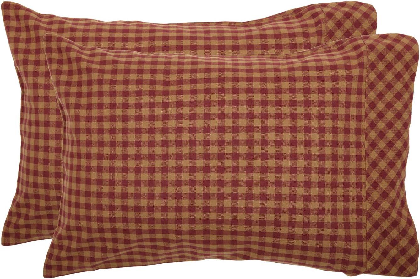 Burgundy Check 100% Cotton Checkered - Set of 2