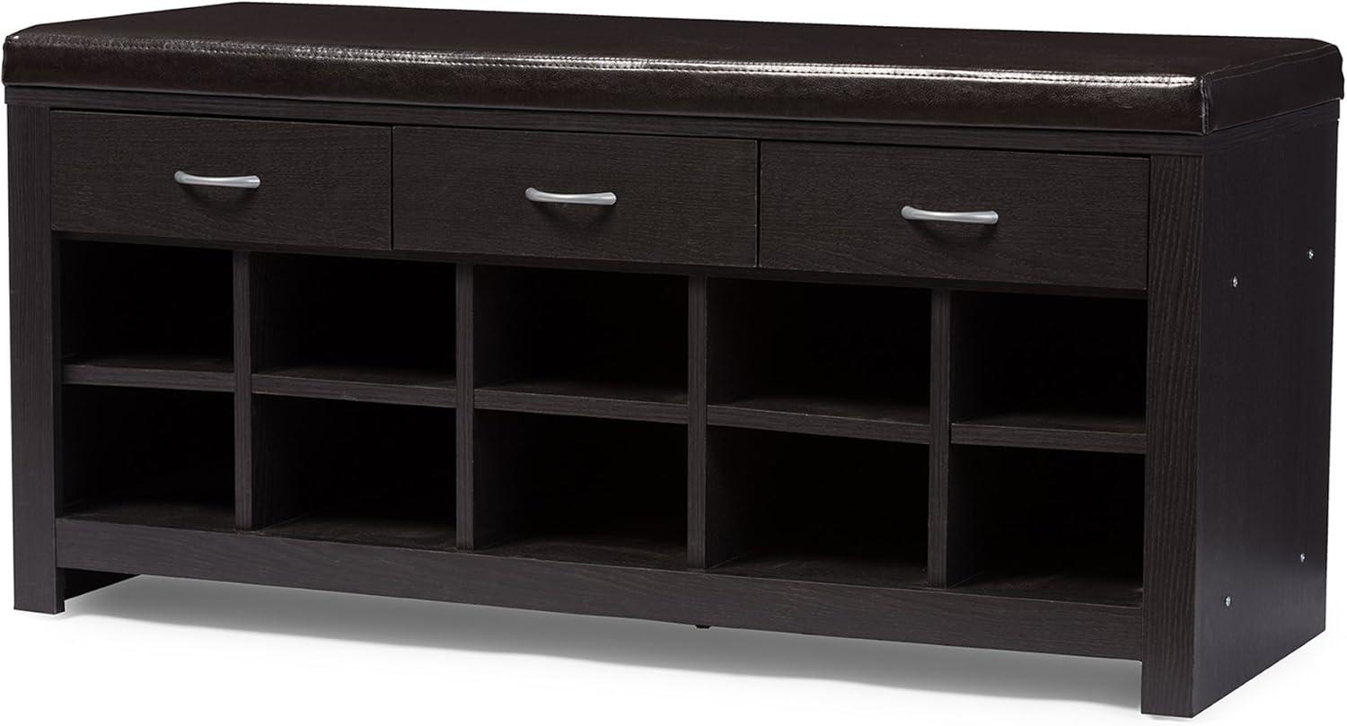 Espresso Finished Entryway Bench Dark Brown - Baxton Studio: Modern Wood Storage, Dry Dust Care