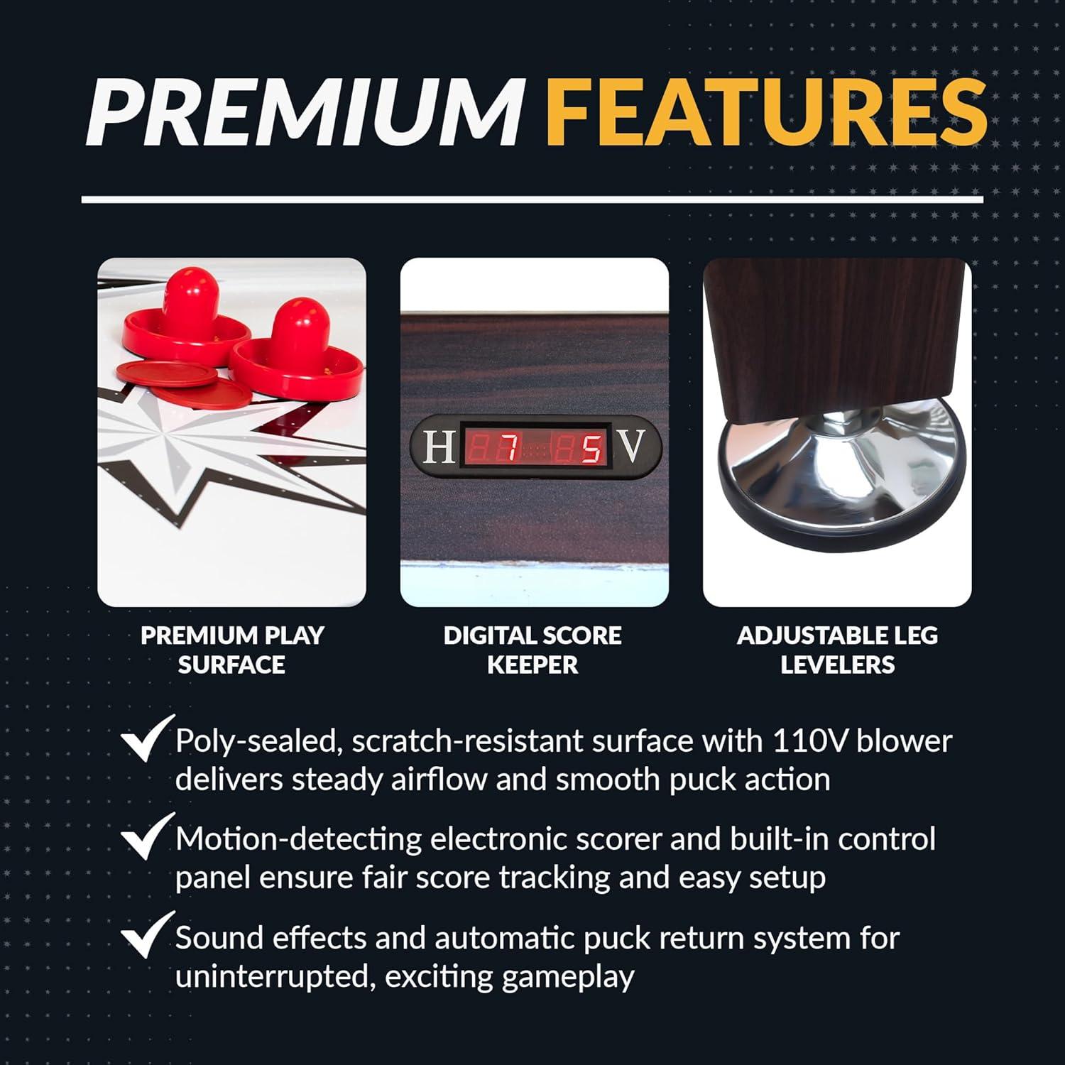 Hathaway Midtown II 6 Ft Air Hockey Table for Family Game Room - With LED Scoring, High-Powered Blower, Pedestal Legs, Strikers & Pucks - Dark Cherry Finish