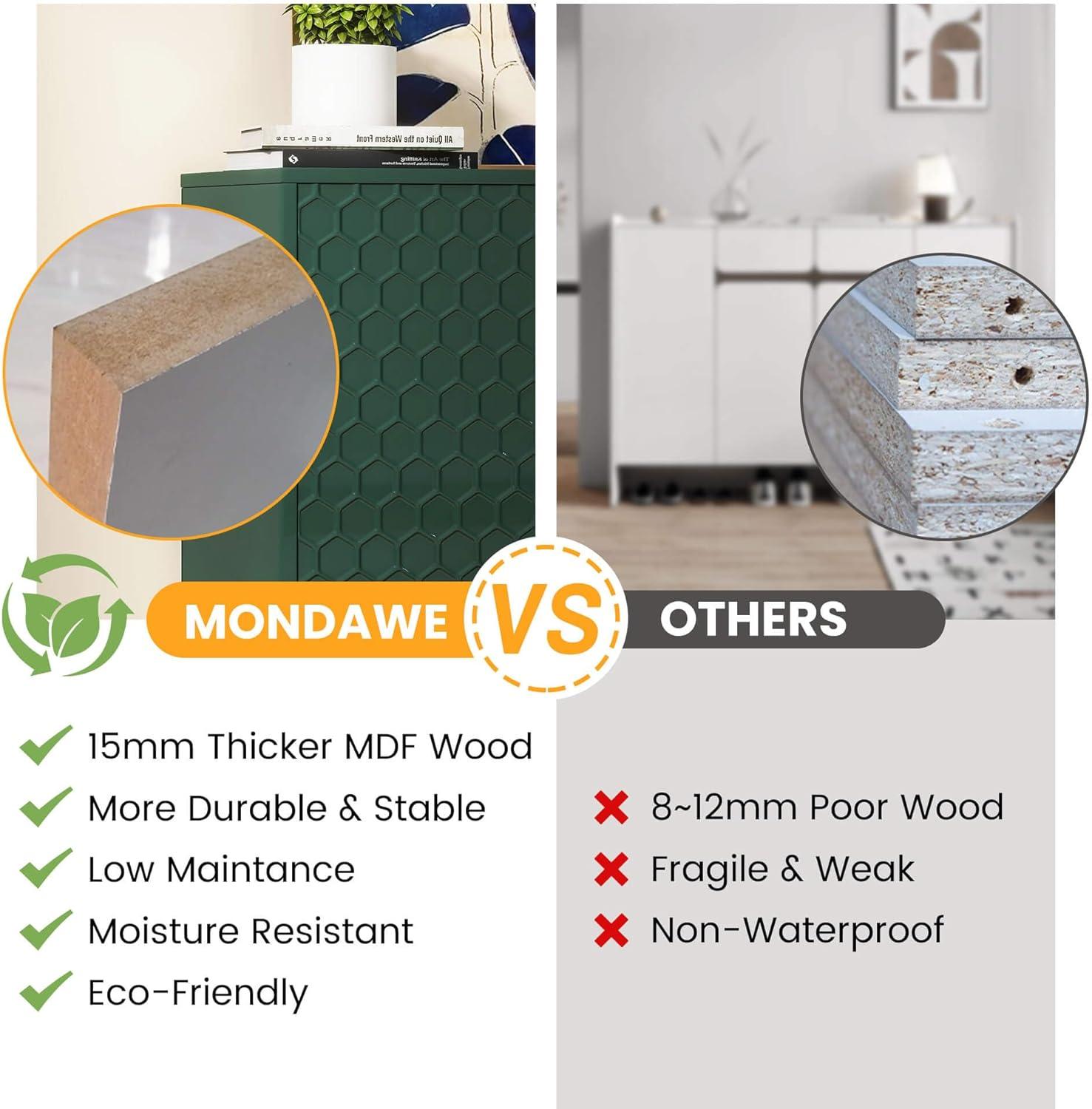 Mondawe Accent Cabinet with 3 Drawers, Free Standing Sideboard Buffet Cabinet with Storage, Modern Storage Cabinet for Dining Room Hallway Office Entryway,Green