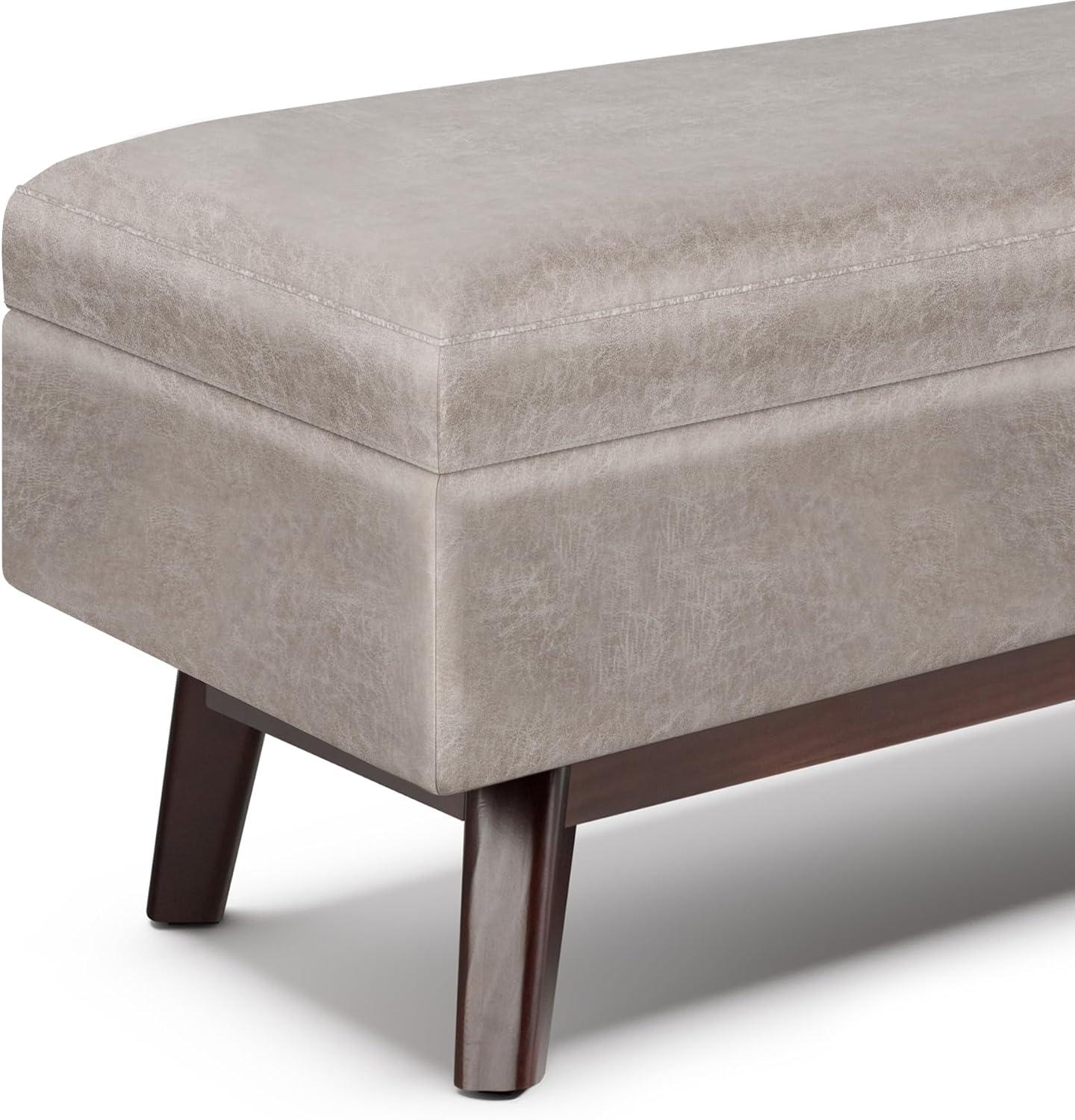 Owen 48" Gray Taupe Faux Leather Storage Ottoman