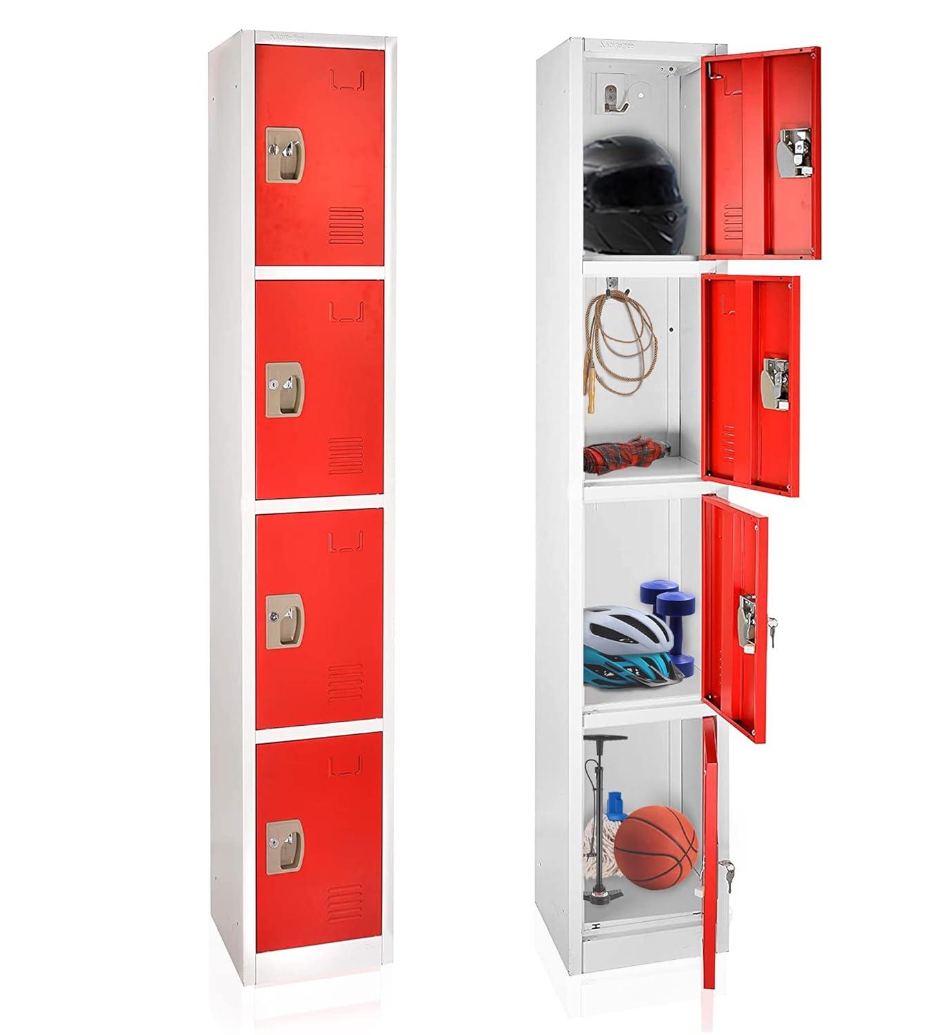 AdirOffice 12'' Wide Steel 4-Tier School and Gym Locker