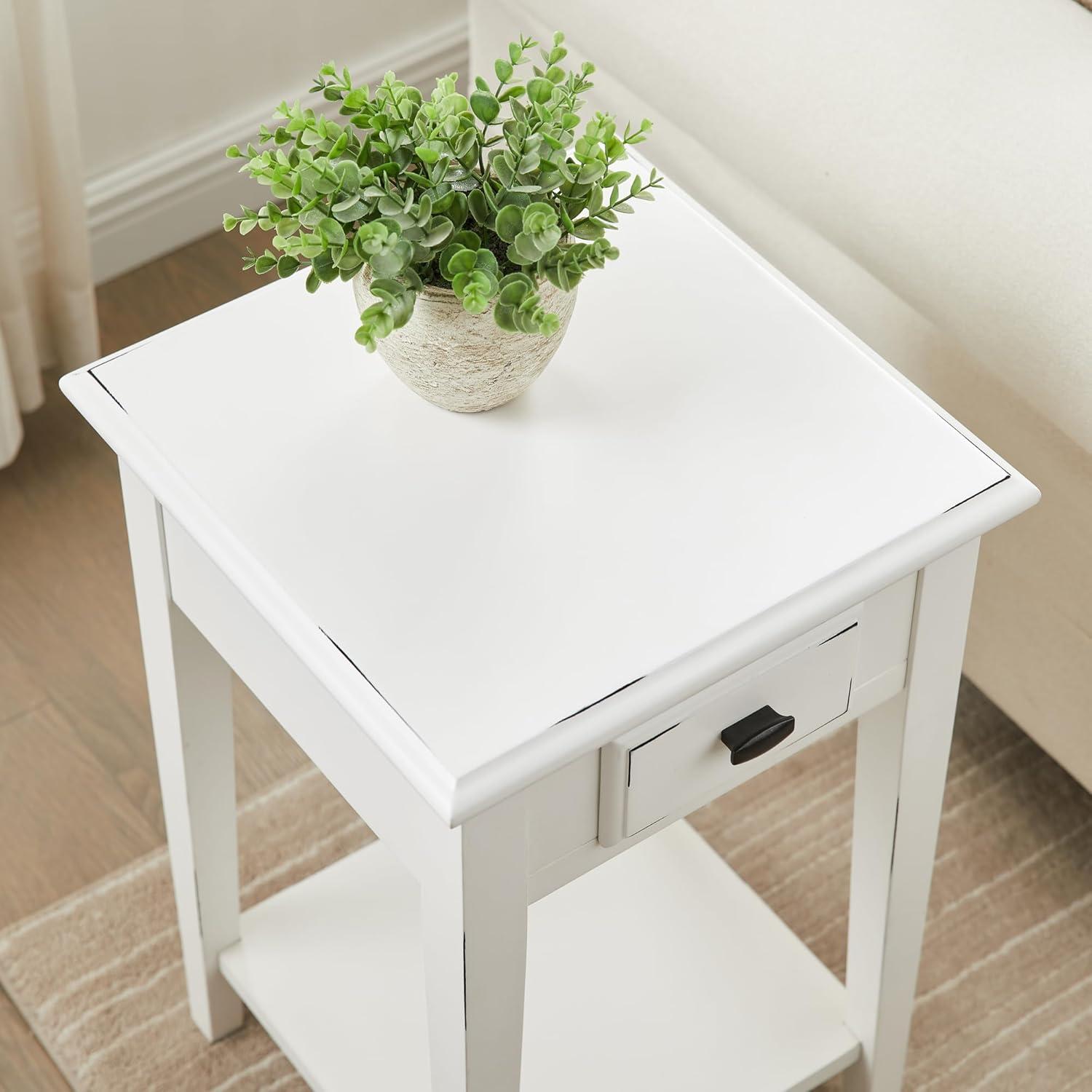 Leick Home Haven Ridge Square End Table in Farmhouse White