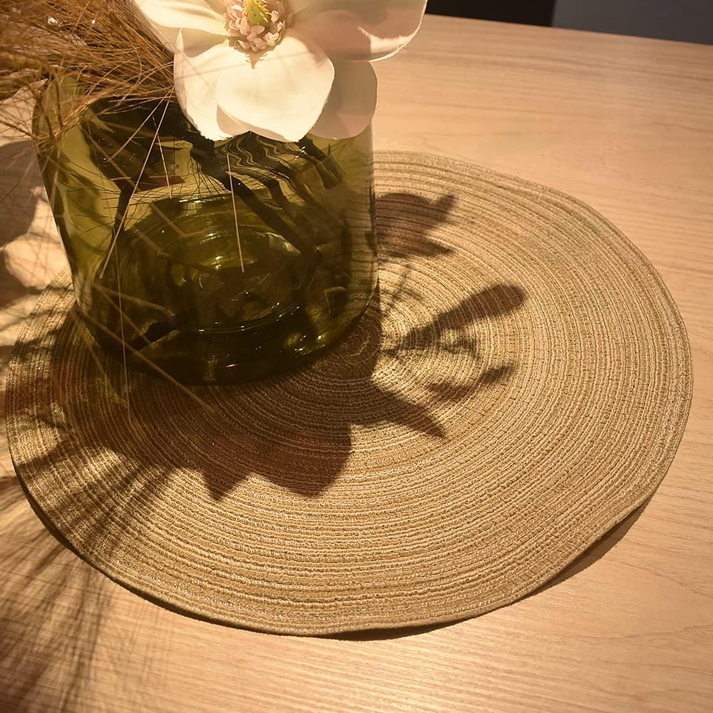 Round Woven Placemats, 4 Pcs, 15" Braided Woven Placemats, Attractive Kitchen Place Mats, Round Placemats as Table Mat (Red)