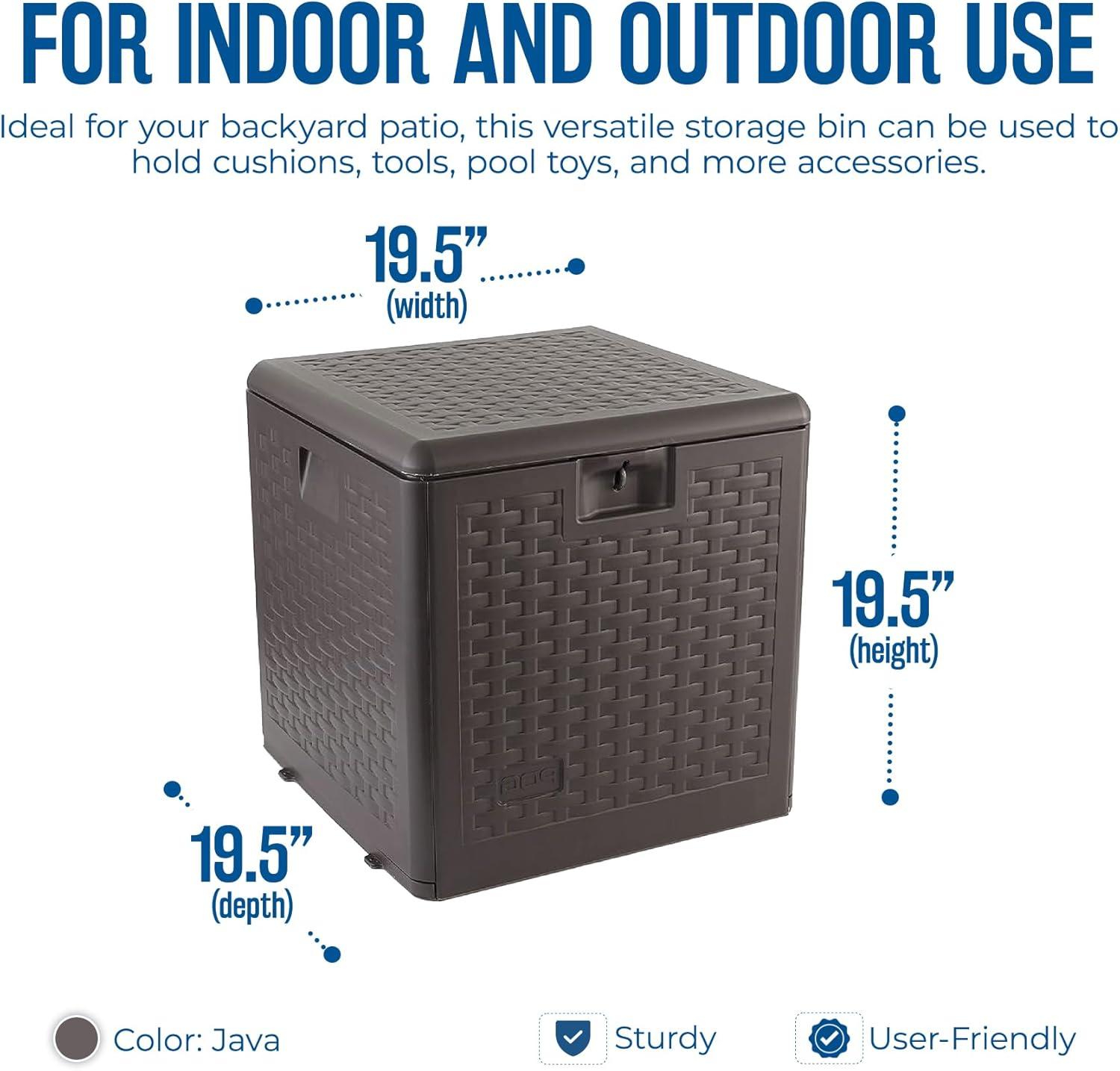 Plastic Development Group Weatherproof Resin Outdoor Patio Storage Deck Box with Secure Lid Retainer Straps