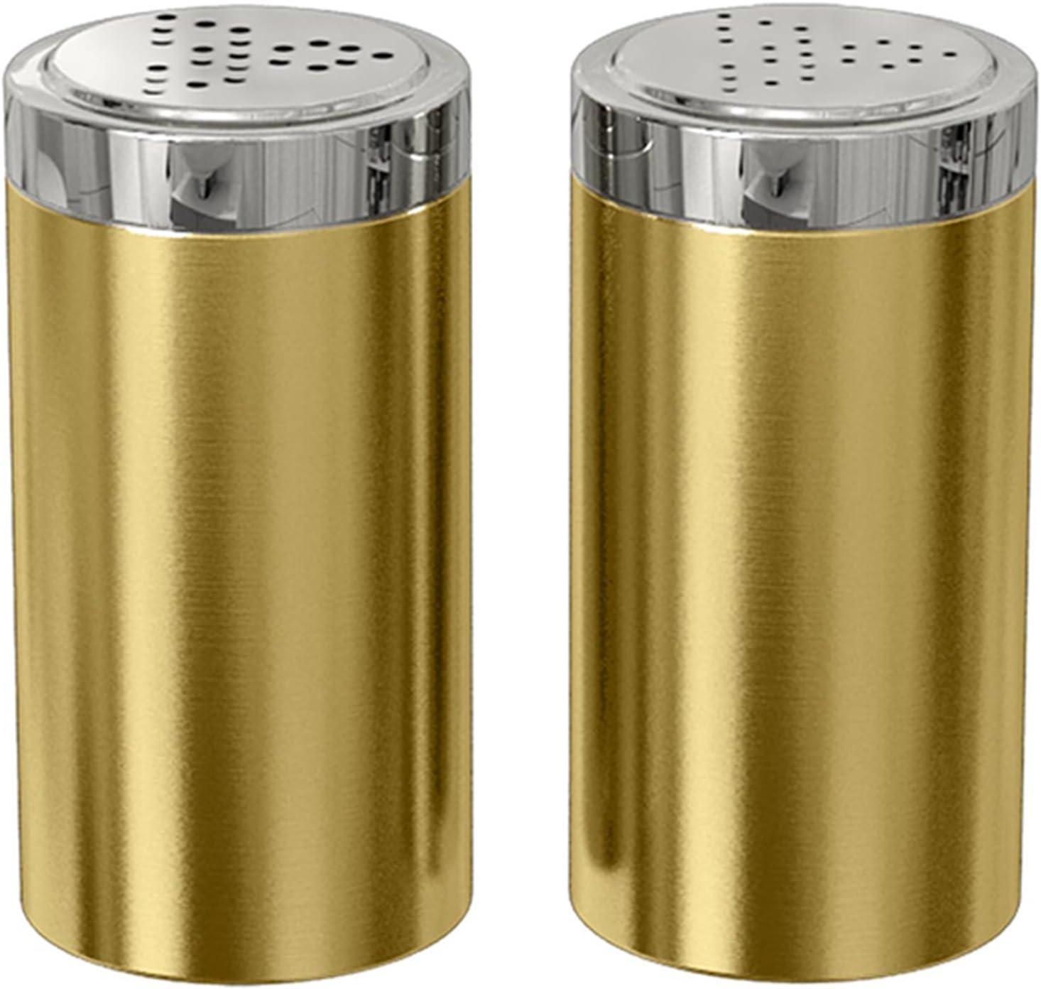 Gold and Silver Stainless Steel Salt and Pepper Shaker Set