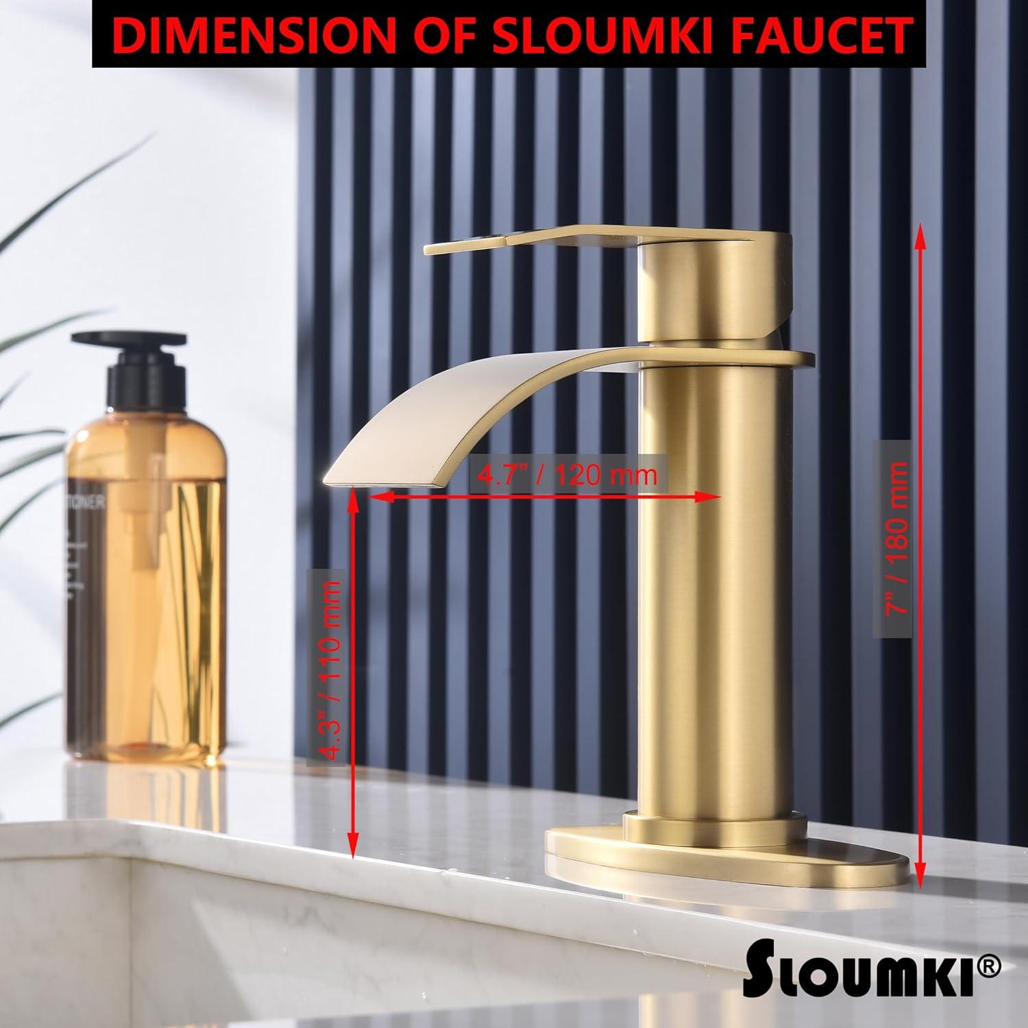 Brushed Gold Stainless Steel Single Handle Waterfall Faucet