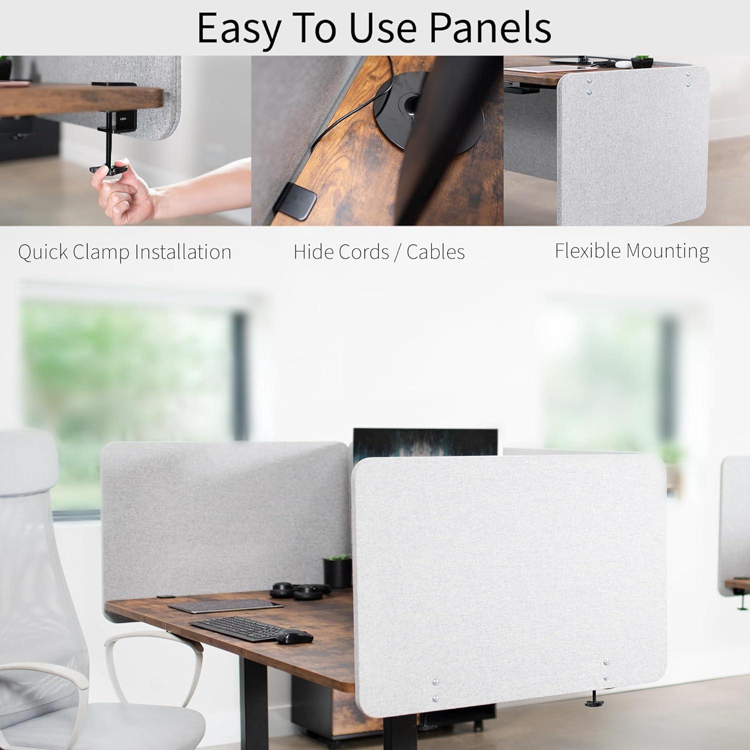 VIVO Gray Clamp-on/Screw-on 71" x 24" Desktop Privacy Panel System (2 Panels)