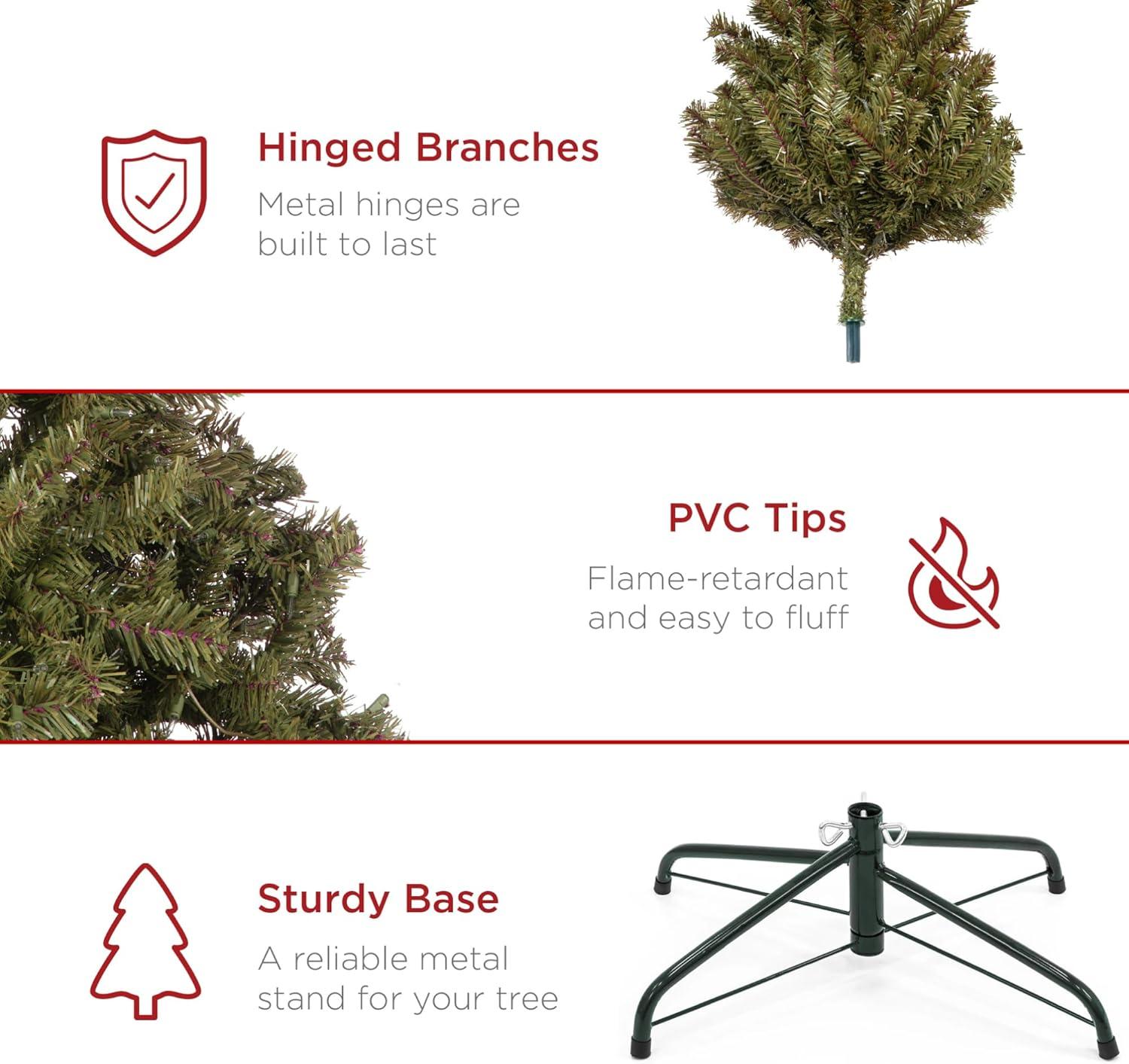 Best Choice Products 6ft Premium Spruce Artificial Christmas Tree w/ Easy Assembly, Metal Hinges & Foldable Base